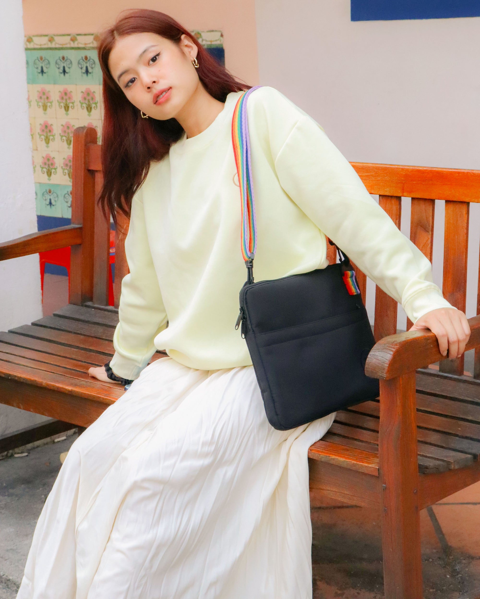 Signature Laptop Bag in Rainbow Black