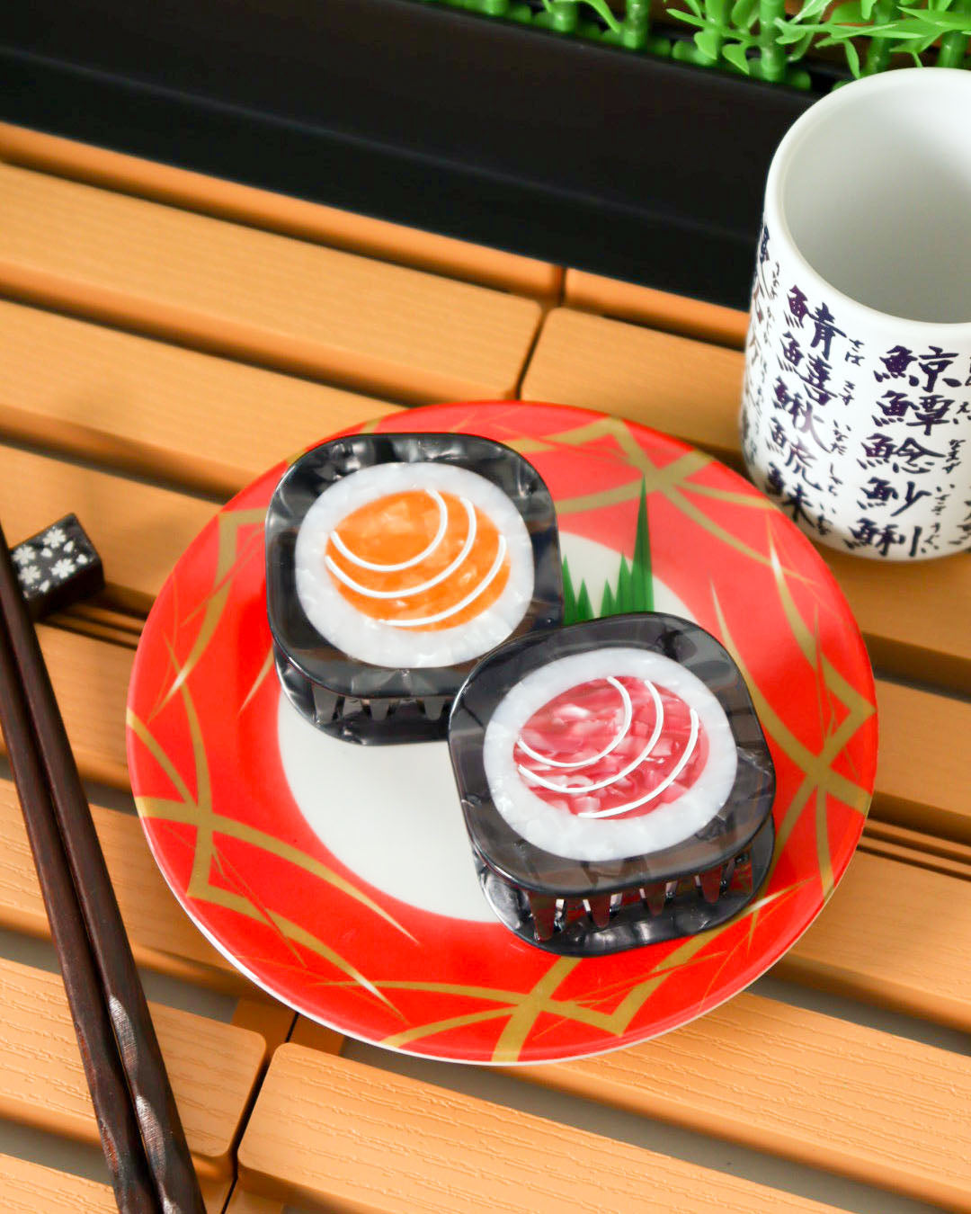 Maki Sushi Hair Claw Clip Duo - Salmon & Tuna
