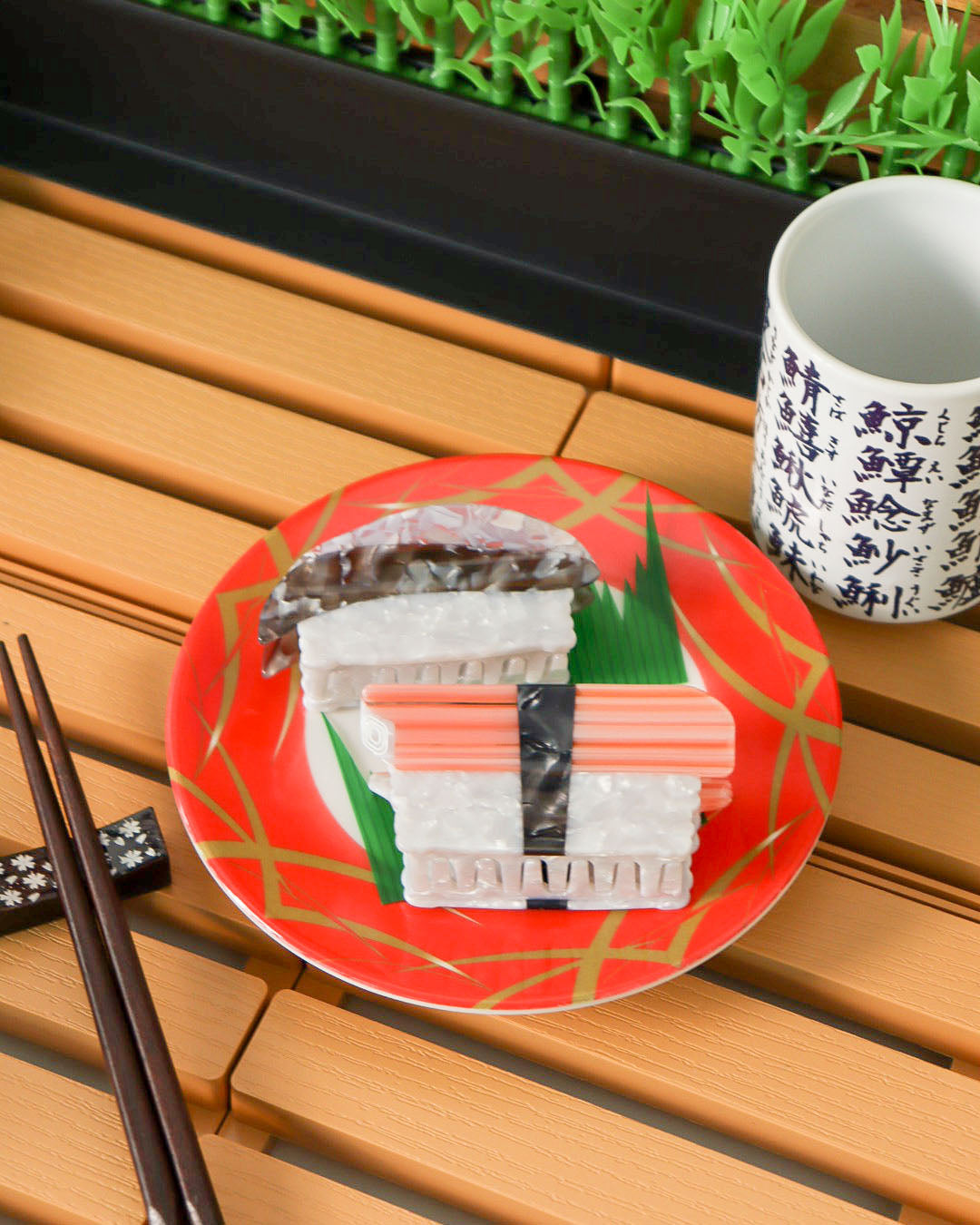 Sushi Hair Claw Clip Duo - Kani (Crabstick) & Saba