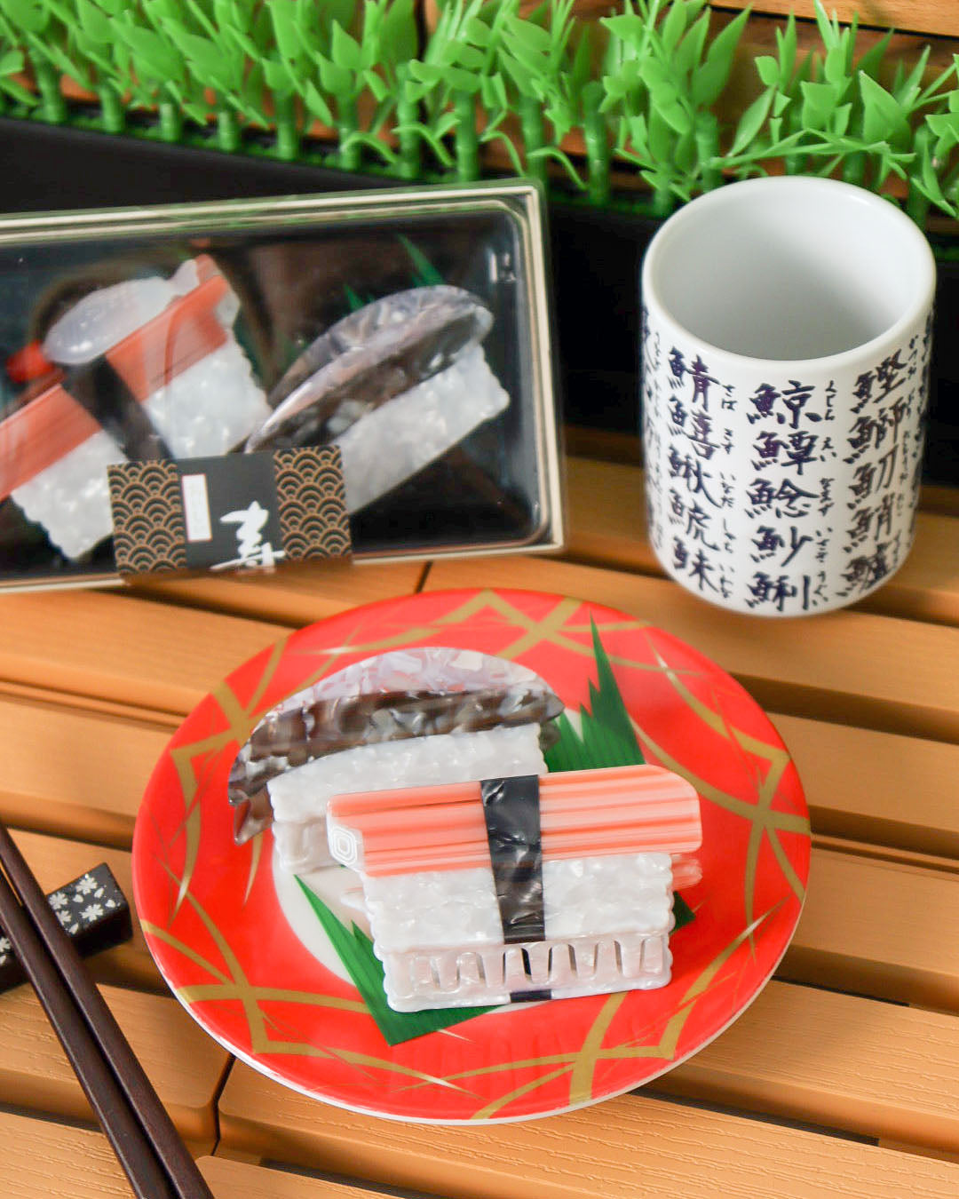 Sushi Hair Claw Clip Duo - Kani (Crabstick) & Saba