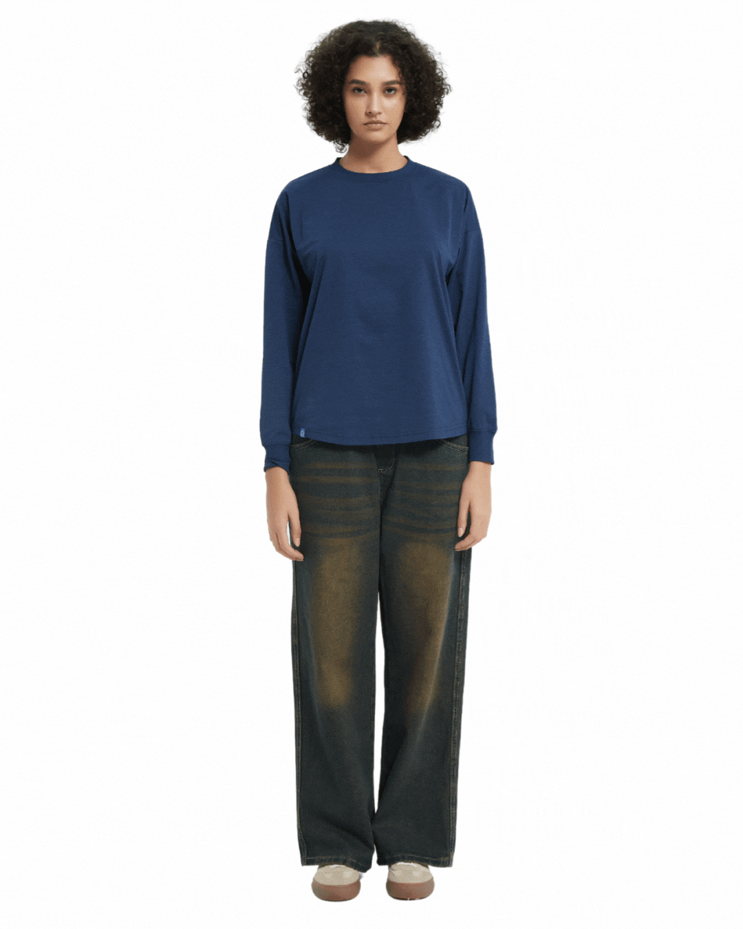 Signature Cooling Long Sleeve Tee in Heather Blue