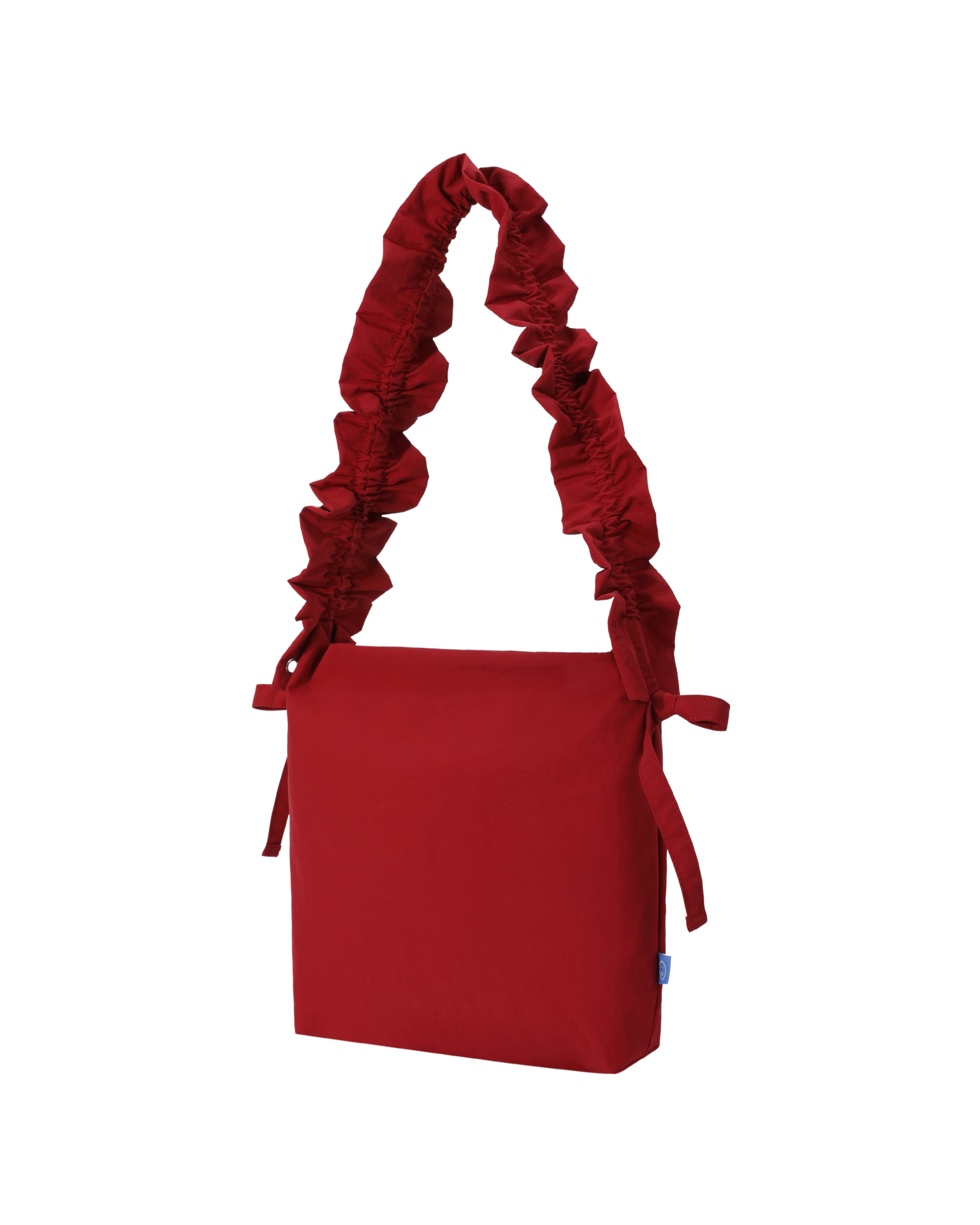photography shot of the apple red bag with flowery straps