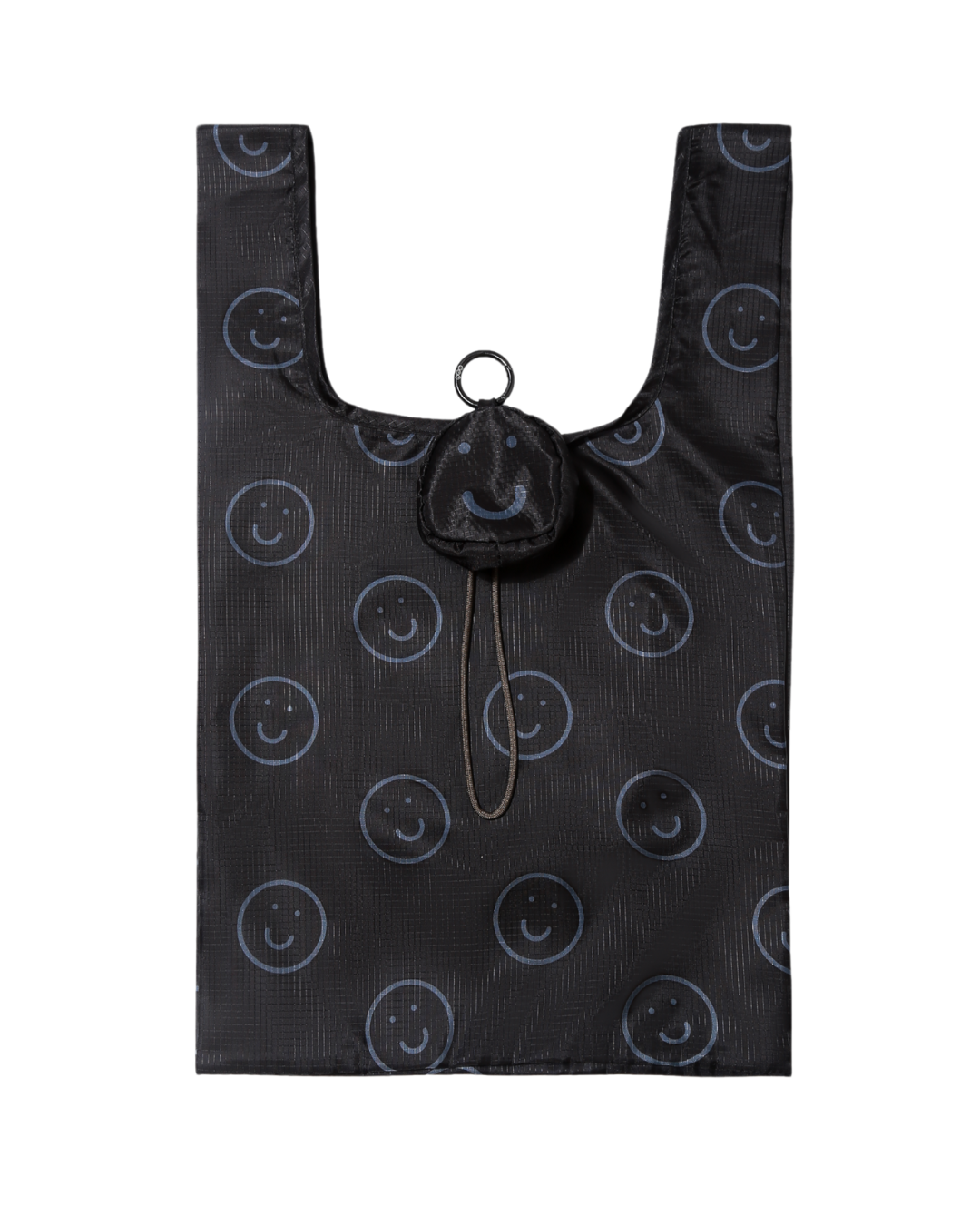 Reusable bag in black with smiley pouch