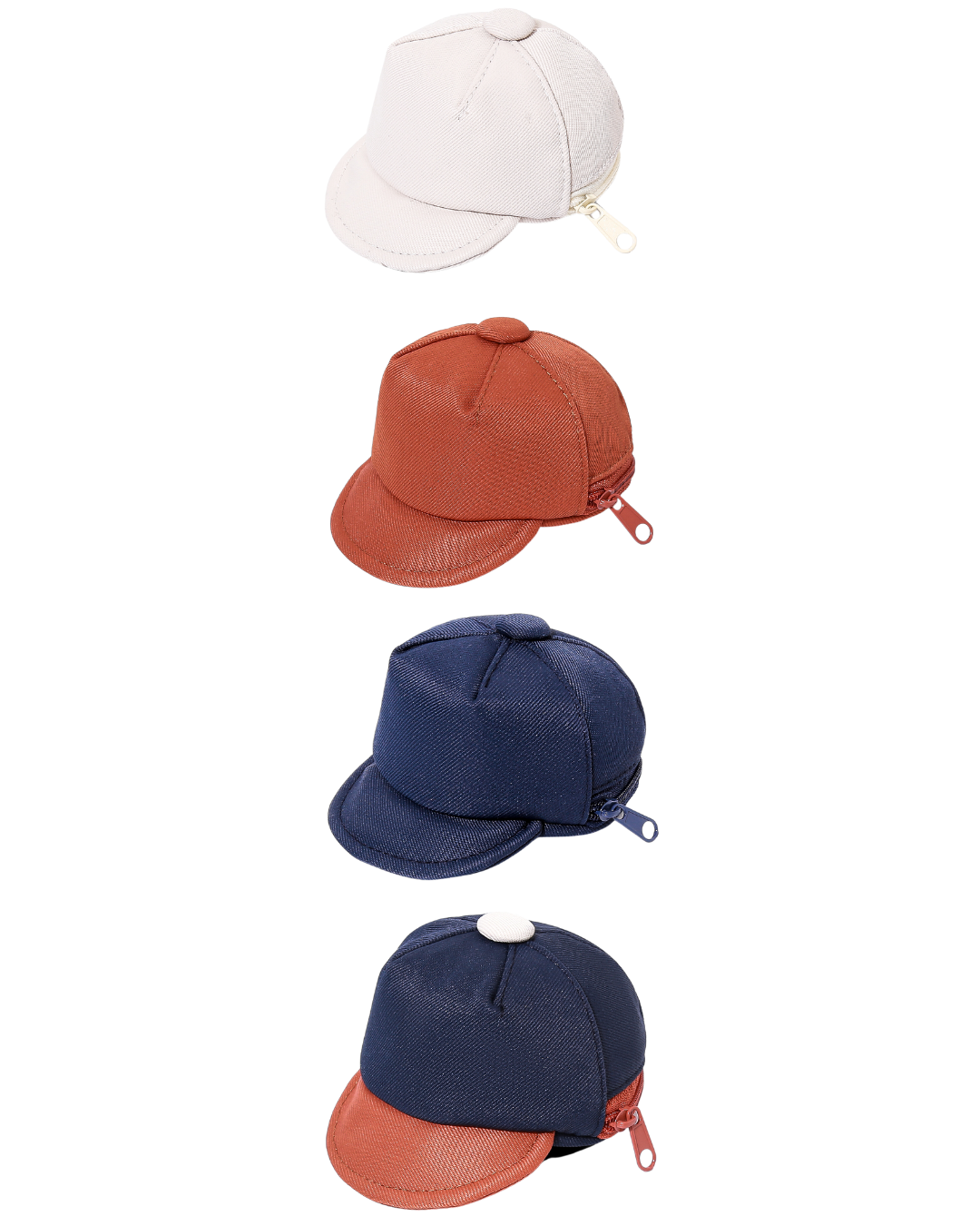 side view of the 4 colours of baseball cap
