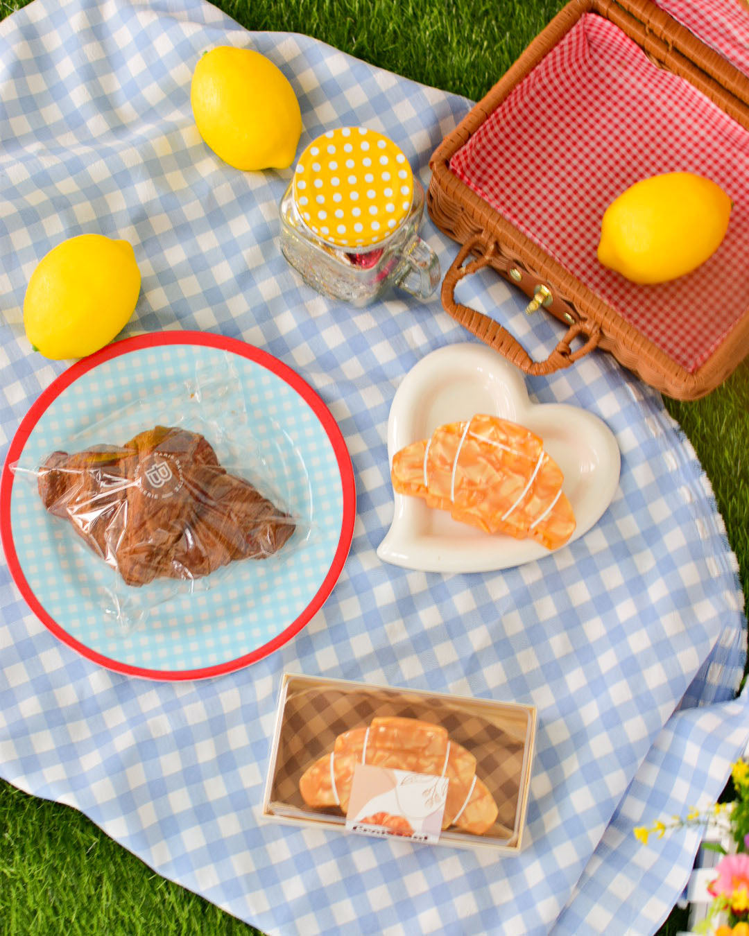 a picnic of croissant items