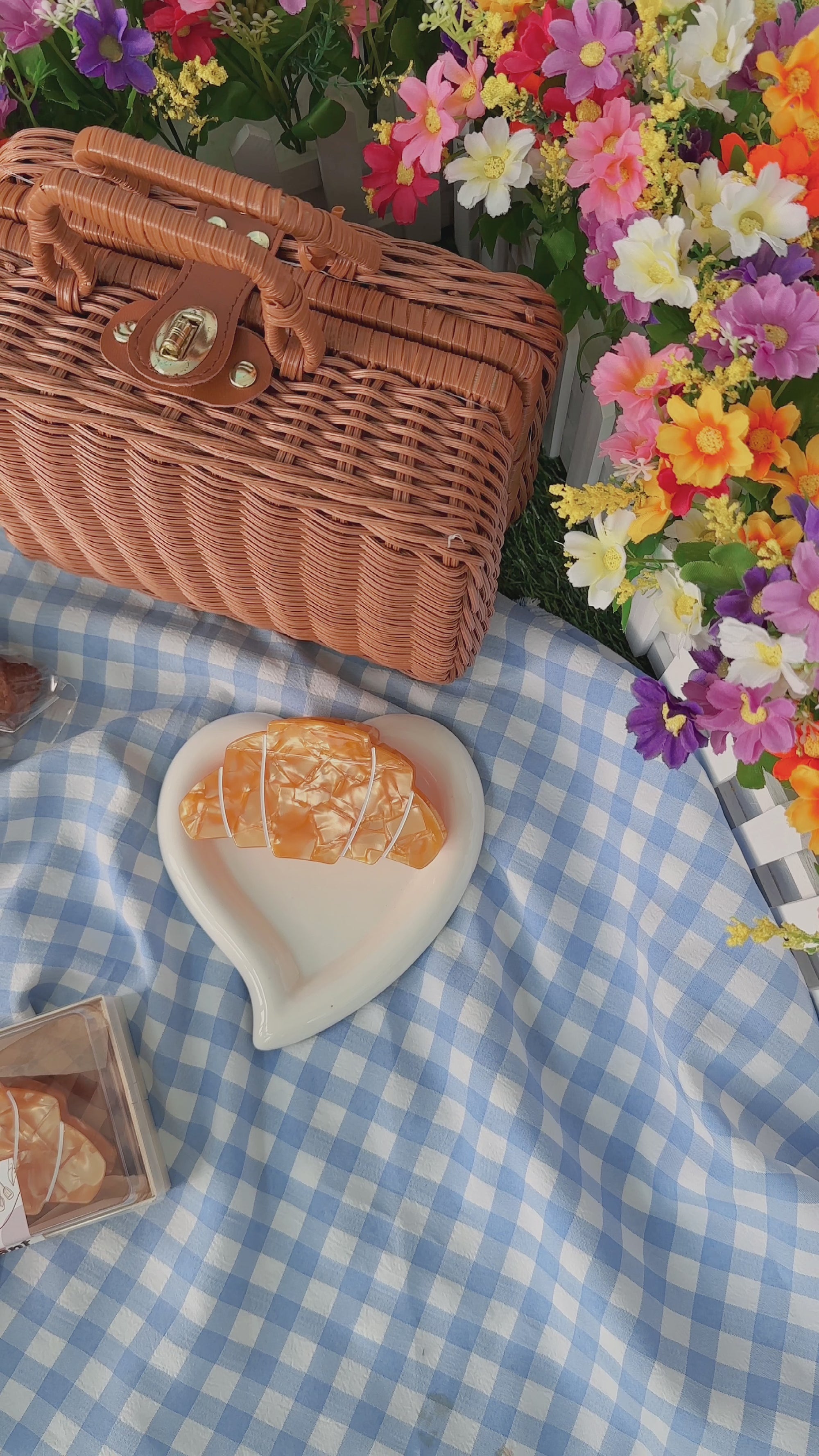having a croissant picnic party