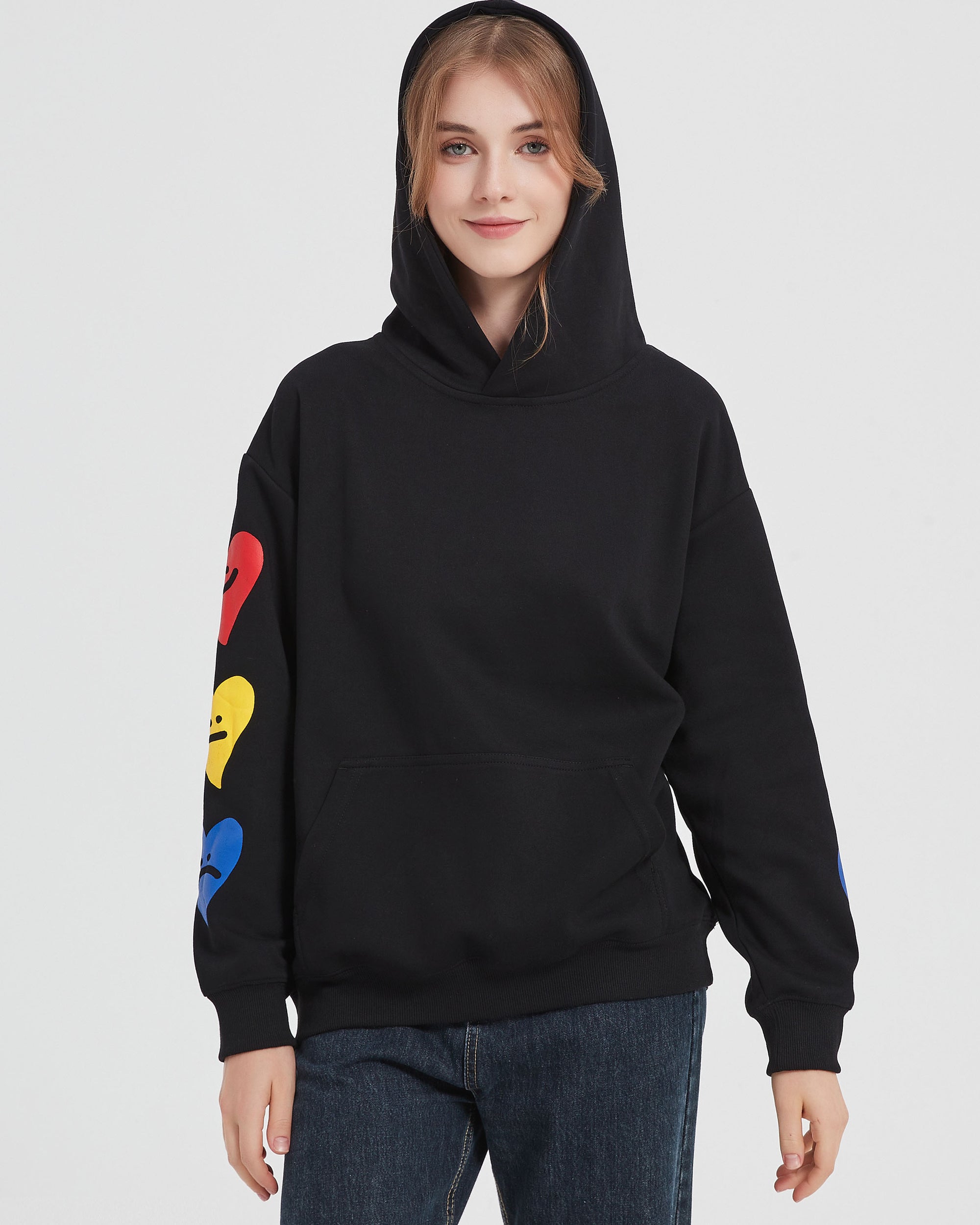 I Wear My Heart On my Sleeve Oversized Hoodie in Black