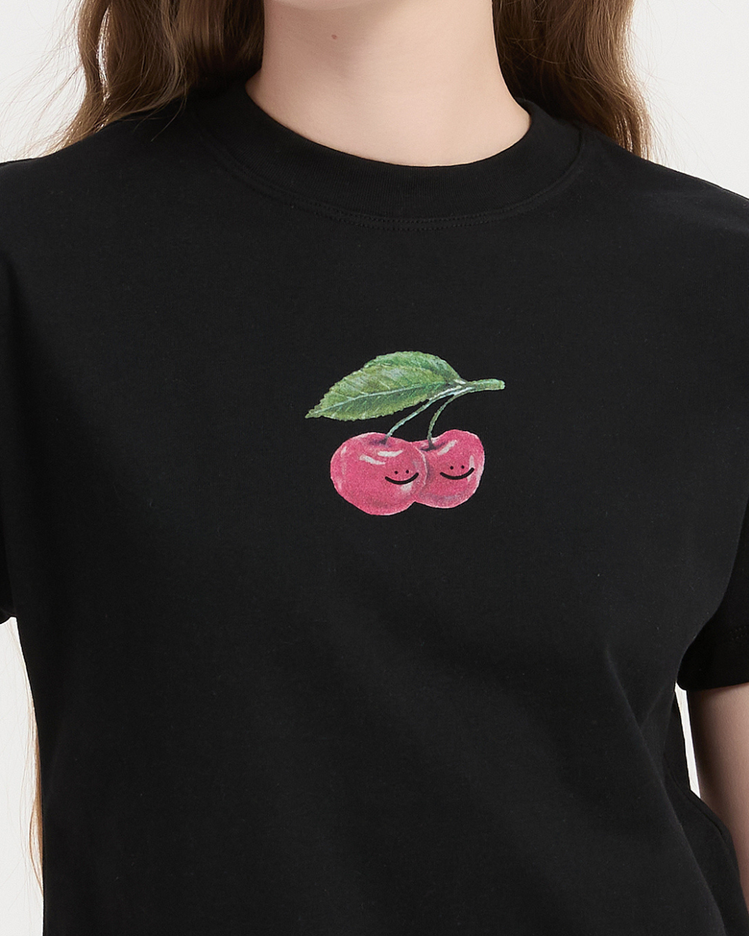 Cherry Baby Tee in Black