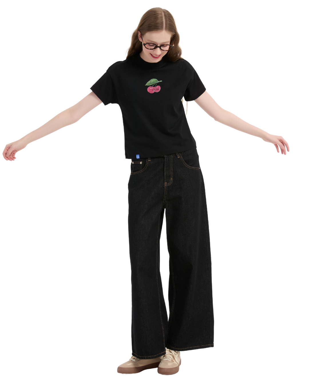 Cherry Baby Tee in Black