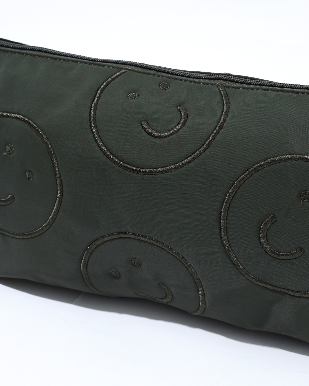 Signature Smile Embroidery Bolster Bag in Olive