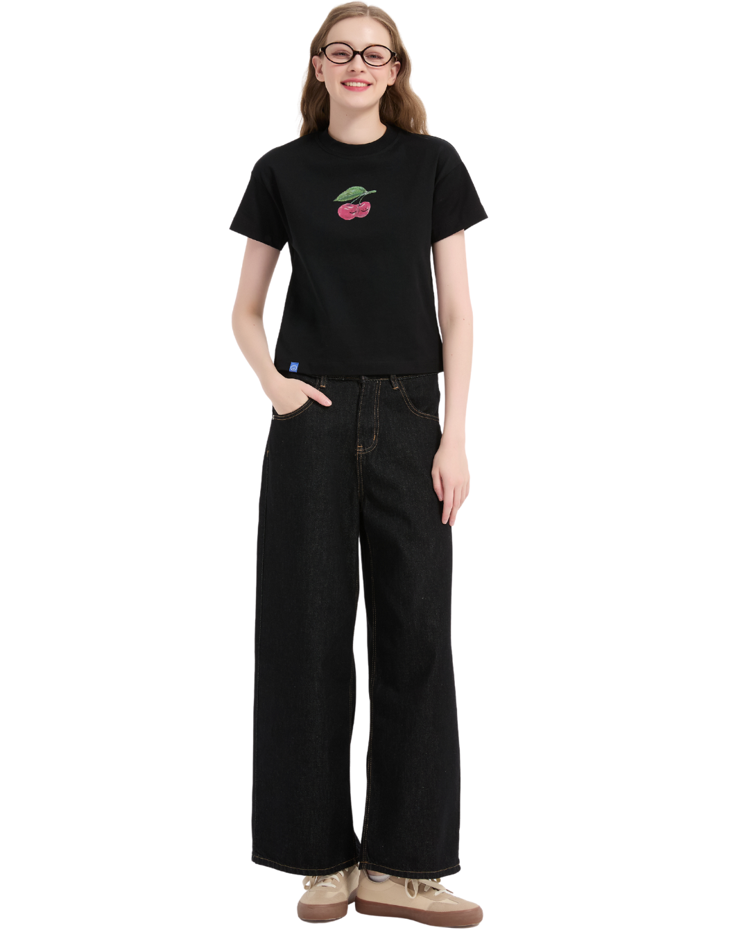 Cherry Baby Tee in Black