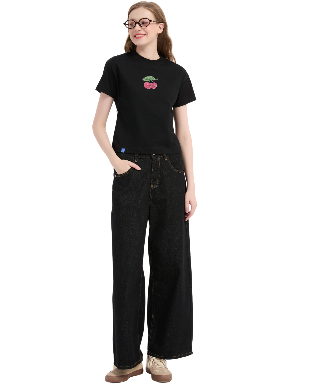 Cherry Baby Tee in Black