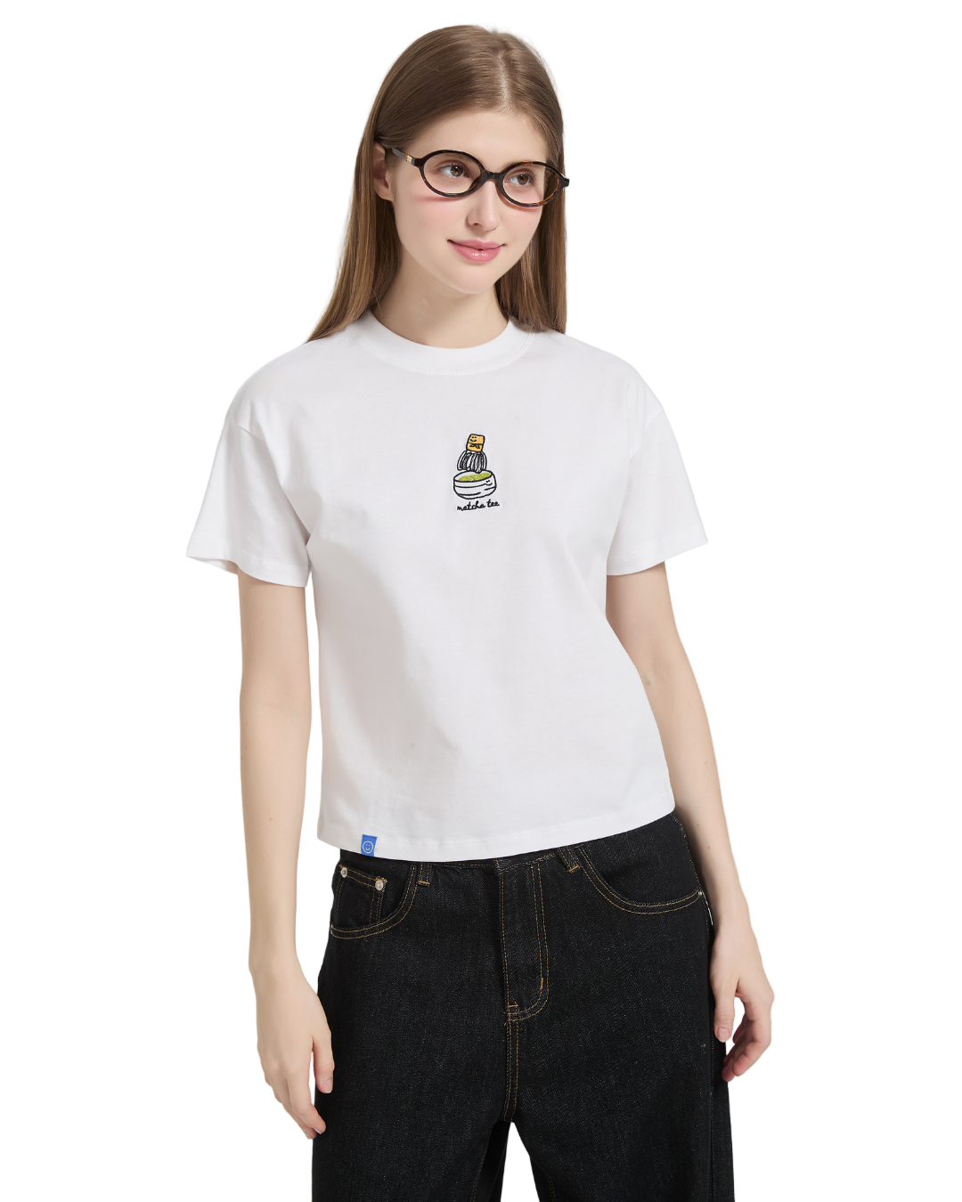 Matcha Tea Embroidery Baby Tee