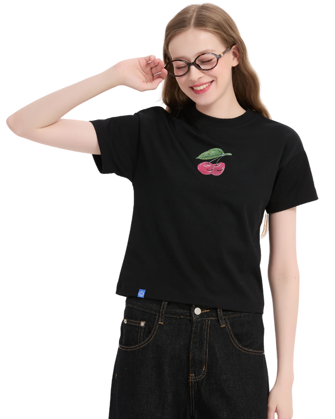 Cherry Baby Tee in Black