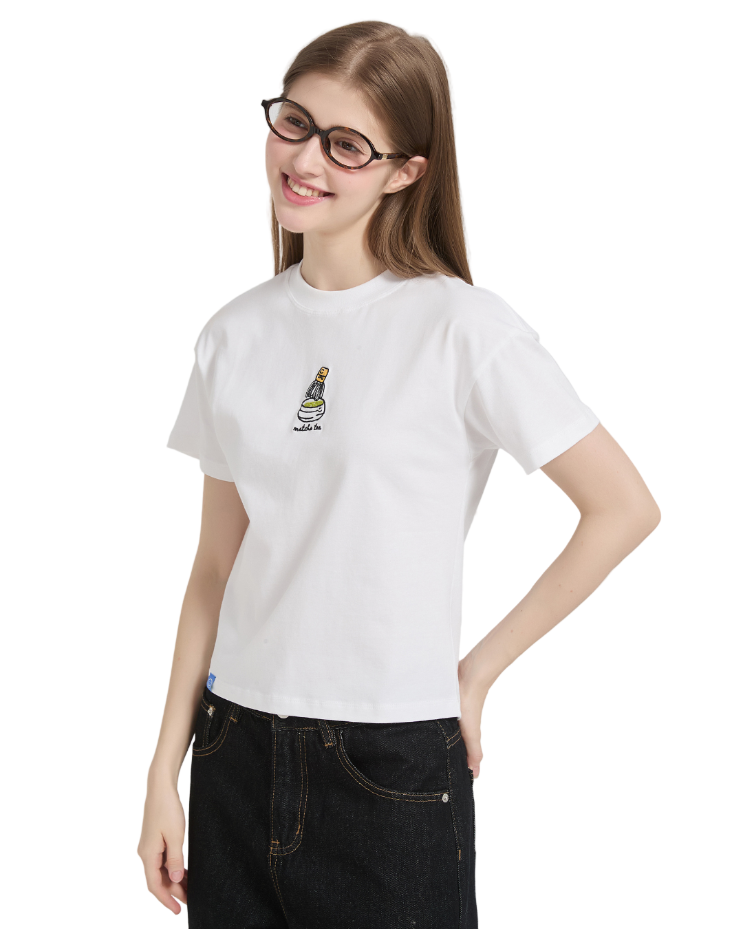 Matcha Tea Embroidery Baby Tee