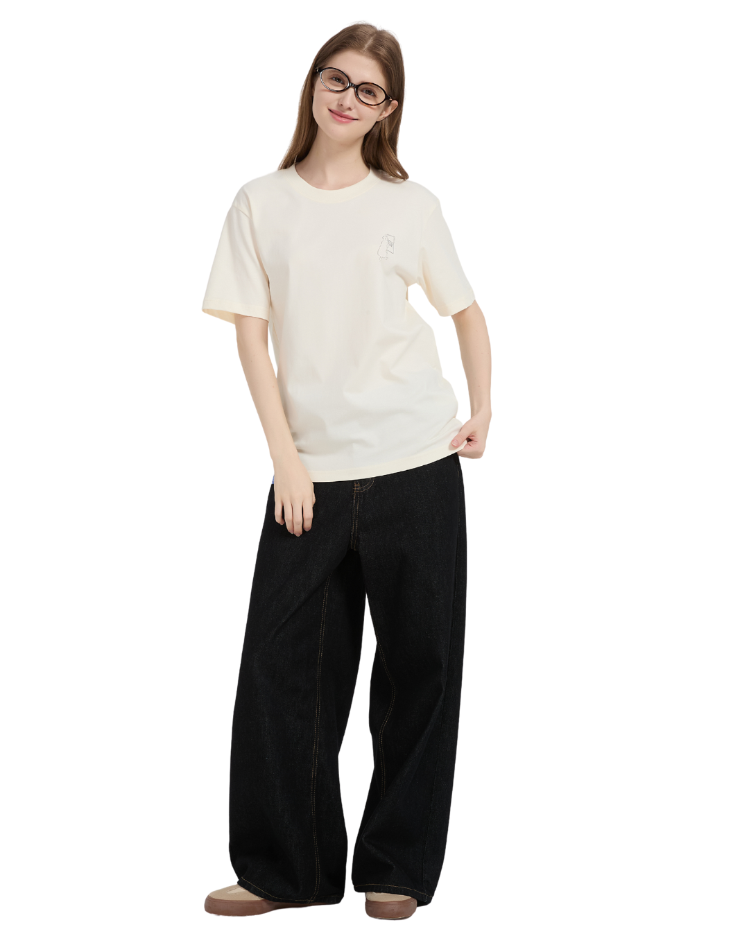 Dogs Mirror Portraits Cooling Oversized Tee in Cream
