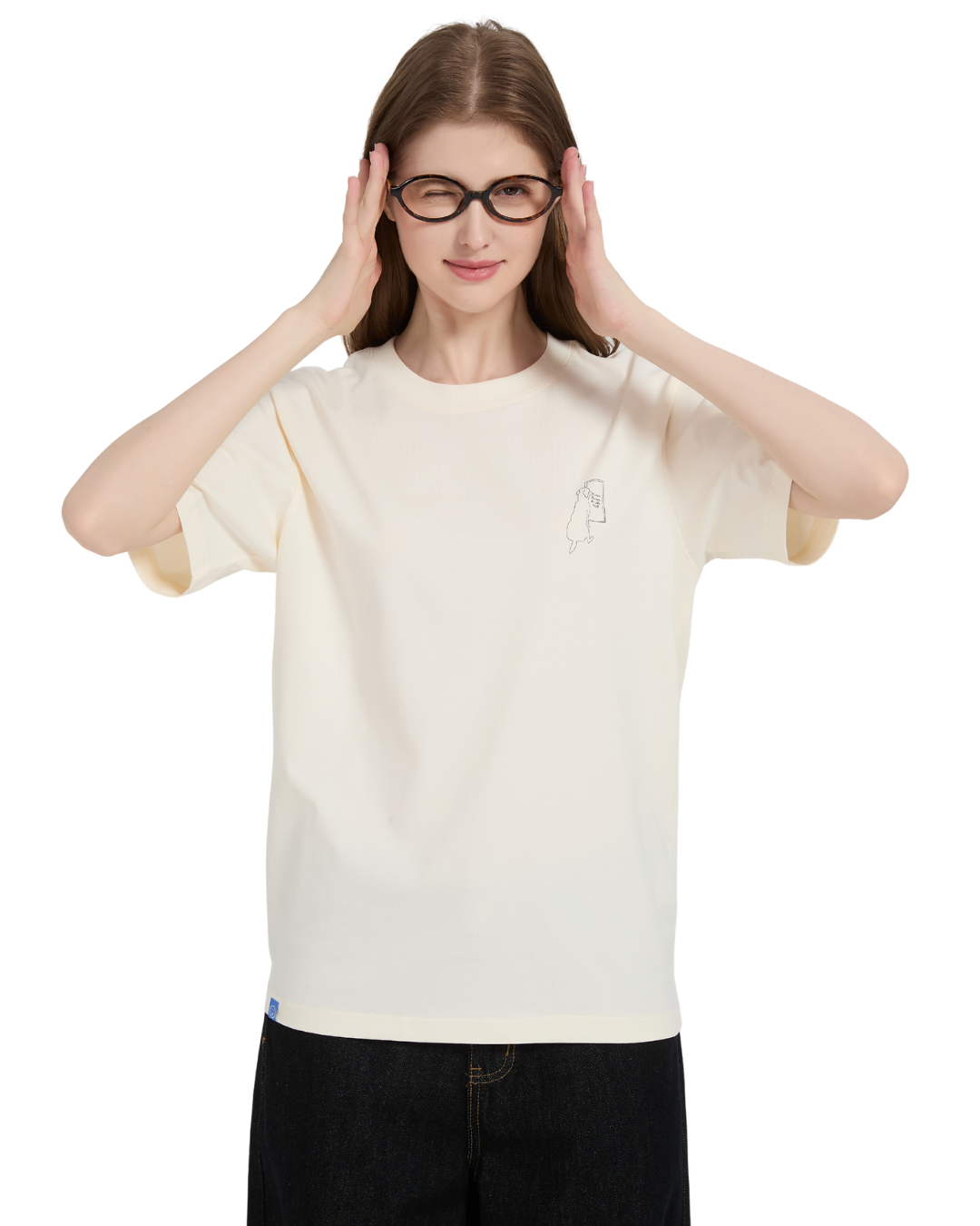 Dogs Mirror Portraits Cooling Oversized Tee in Cream