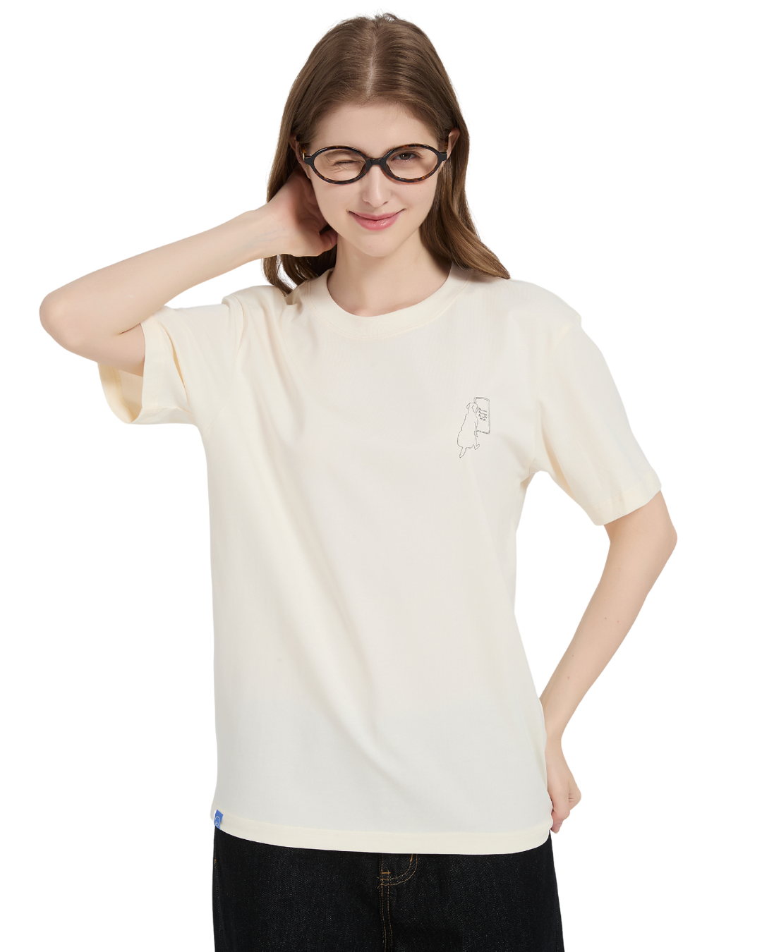 Dogs Mirror Portraits Cooling Oversized Tee in Cream