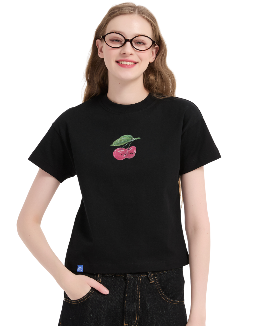 Cherry Baby Tee in Black
