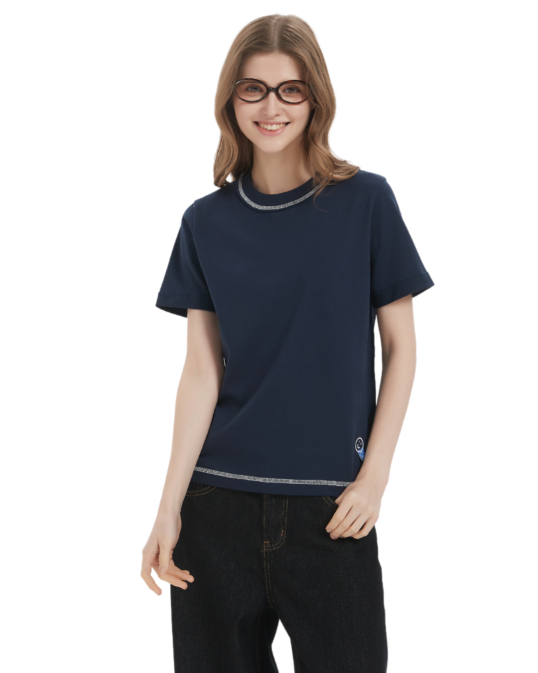 Signature Reverse Baby Tee in Navy (Women)