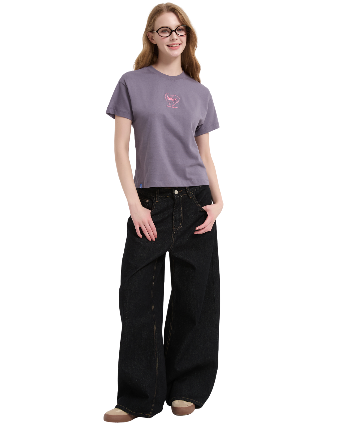 Heart-banero Baby Tee in Dusty Purple