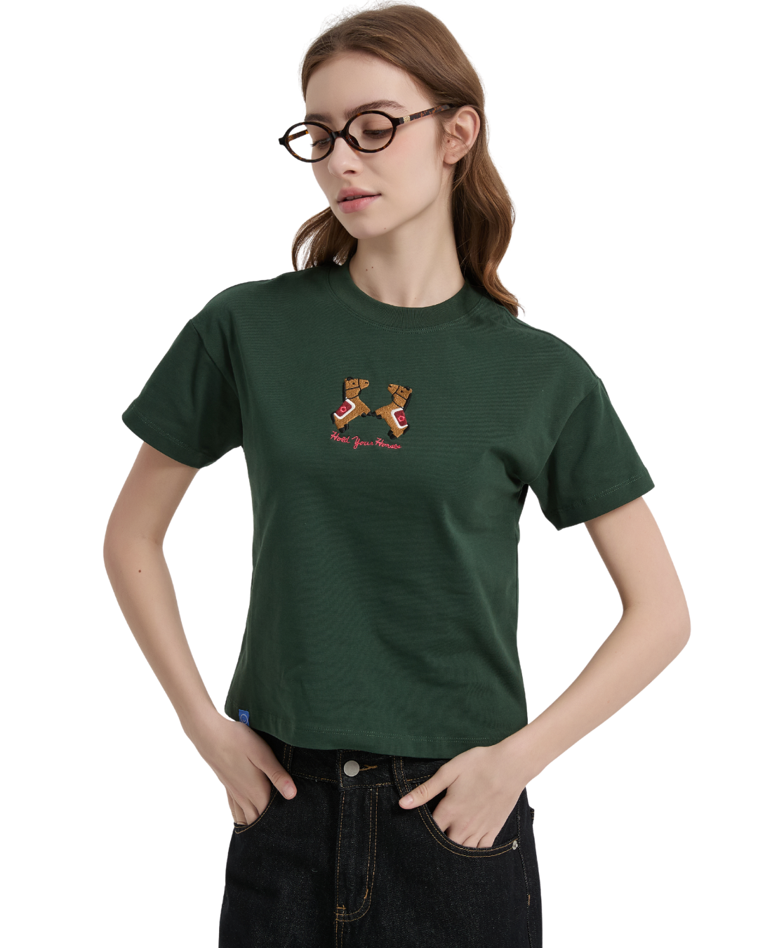 Hold Your Horses Baby Tee in Emerald