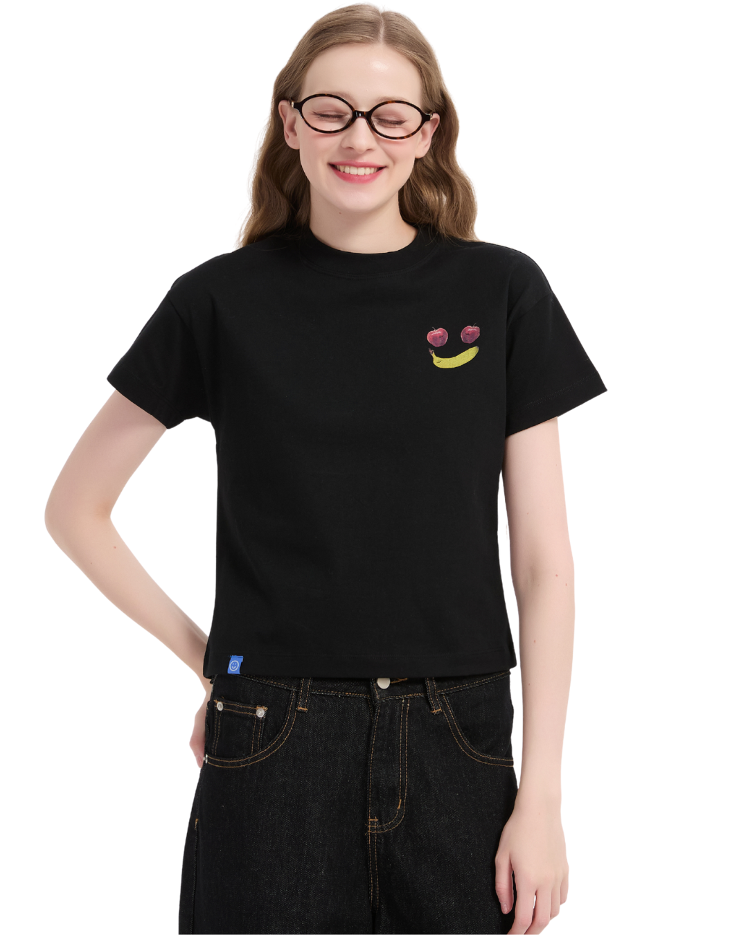 Fruity Portrait Baby Tee in Black