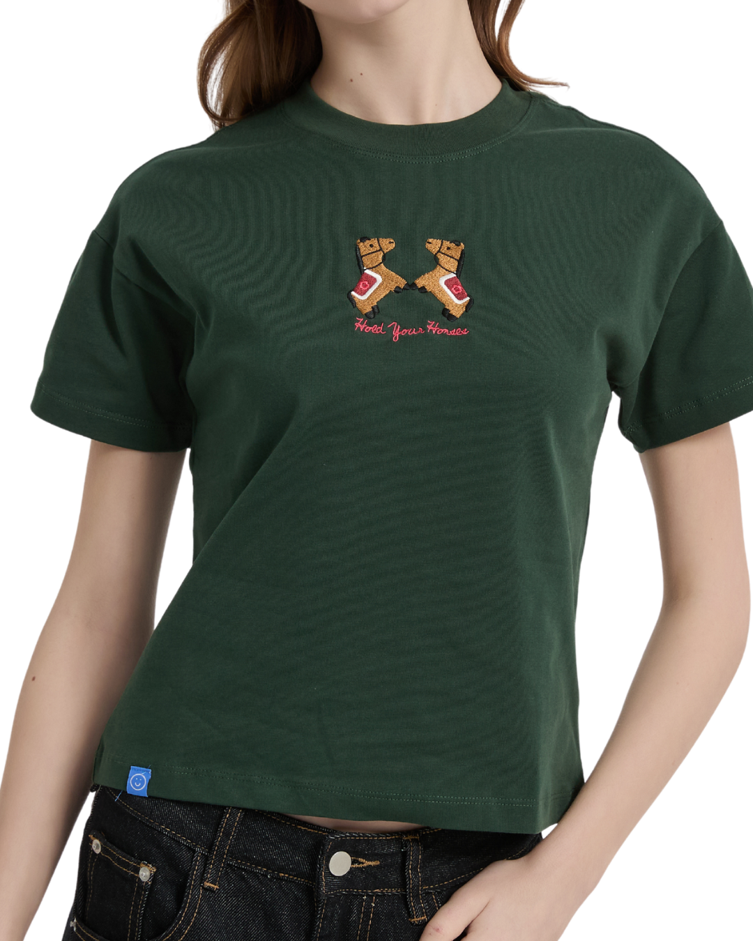 Hold Your Horses Baby Tee in Emerald