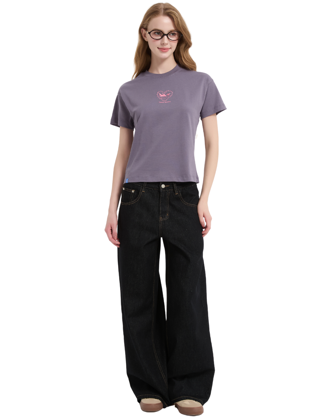 Heart-banero Baby Tee in Dusty Purple