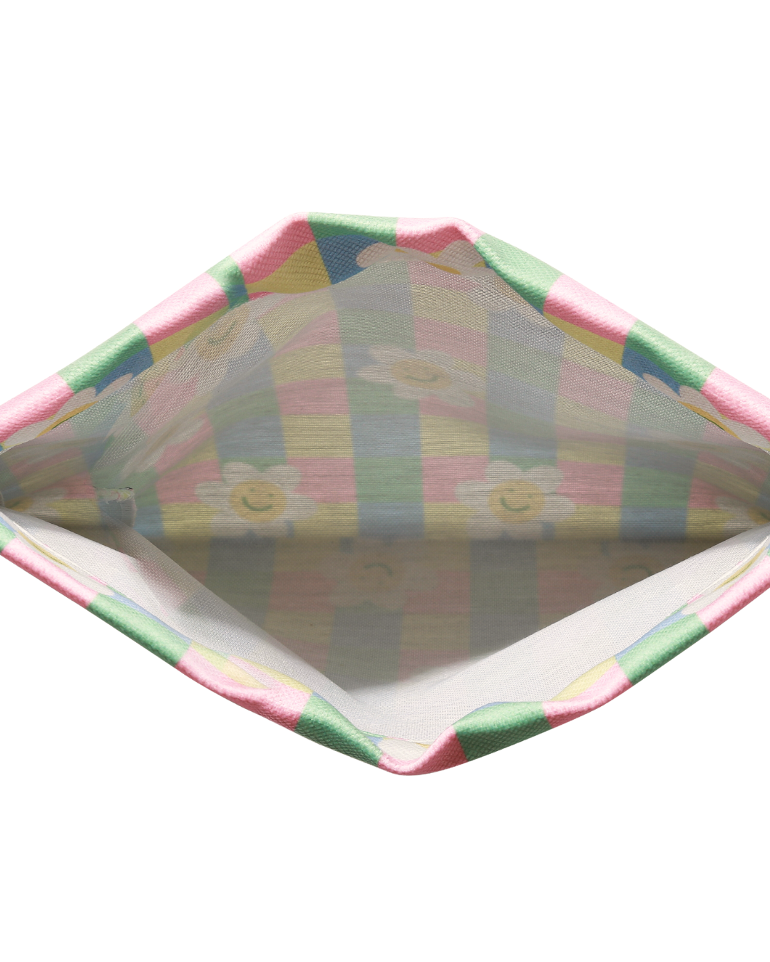 Light Checkered Flower Drawstring Pouch