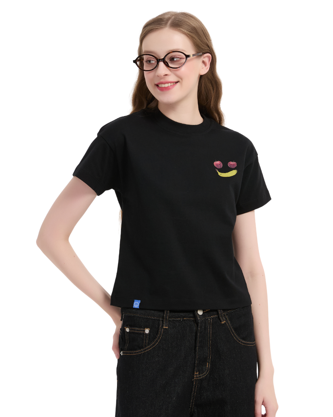 Fruity Portrait Baby Tee in Black