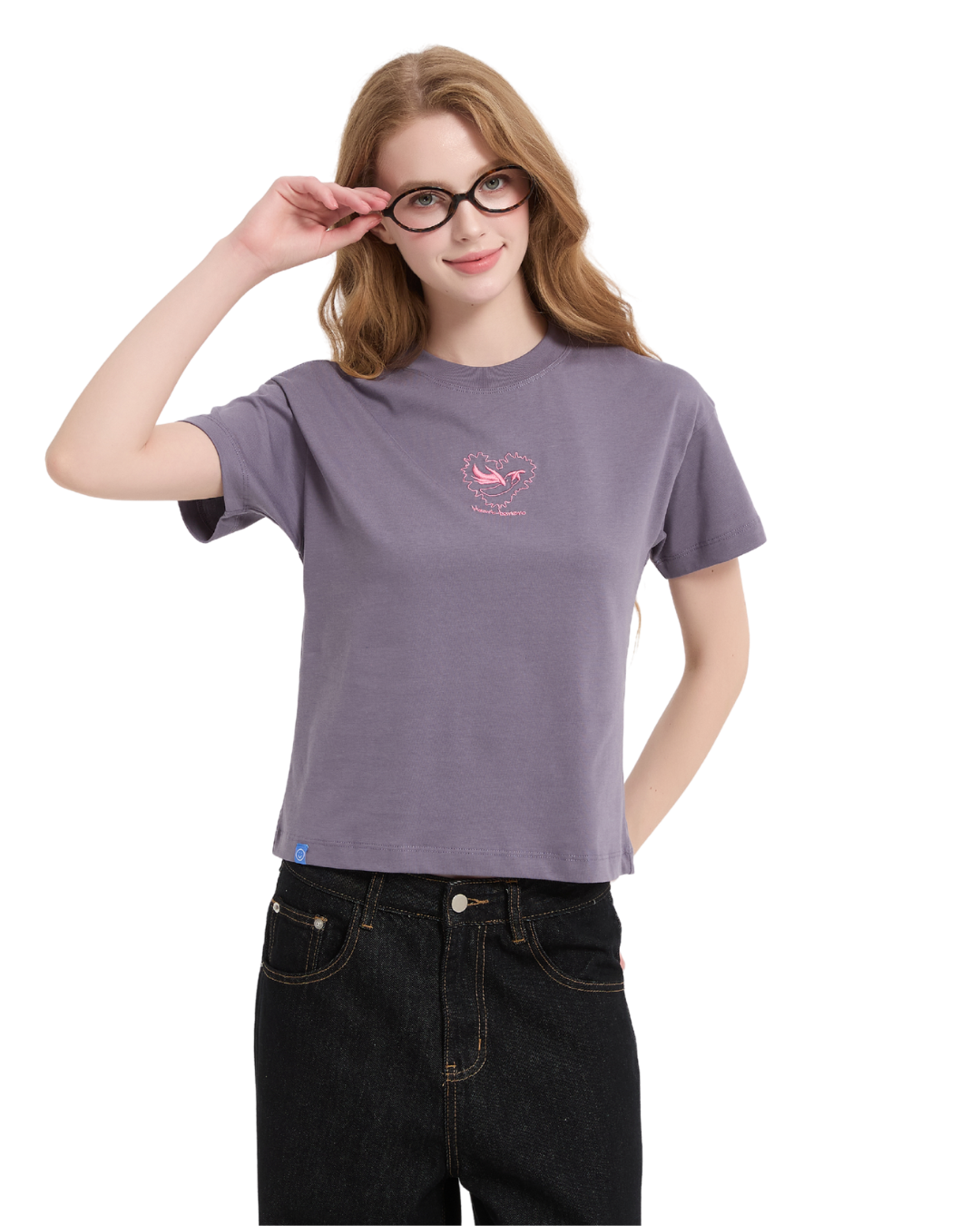 Heart-banero Baby Tee in Dusty Purple