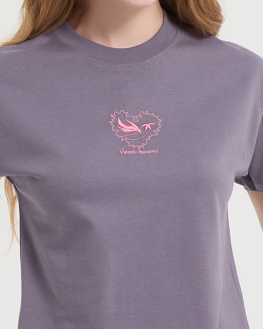 Heart-banero Baby Tee in Dusty Purple