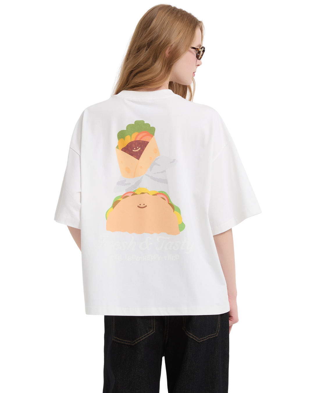 [Grade B] Happy Taco Boxy Sorona® Cooling Tee in White