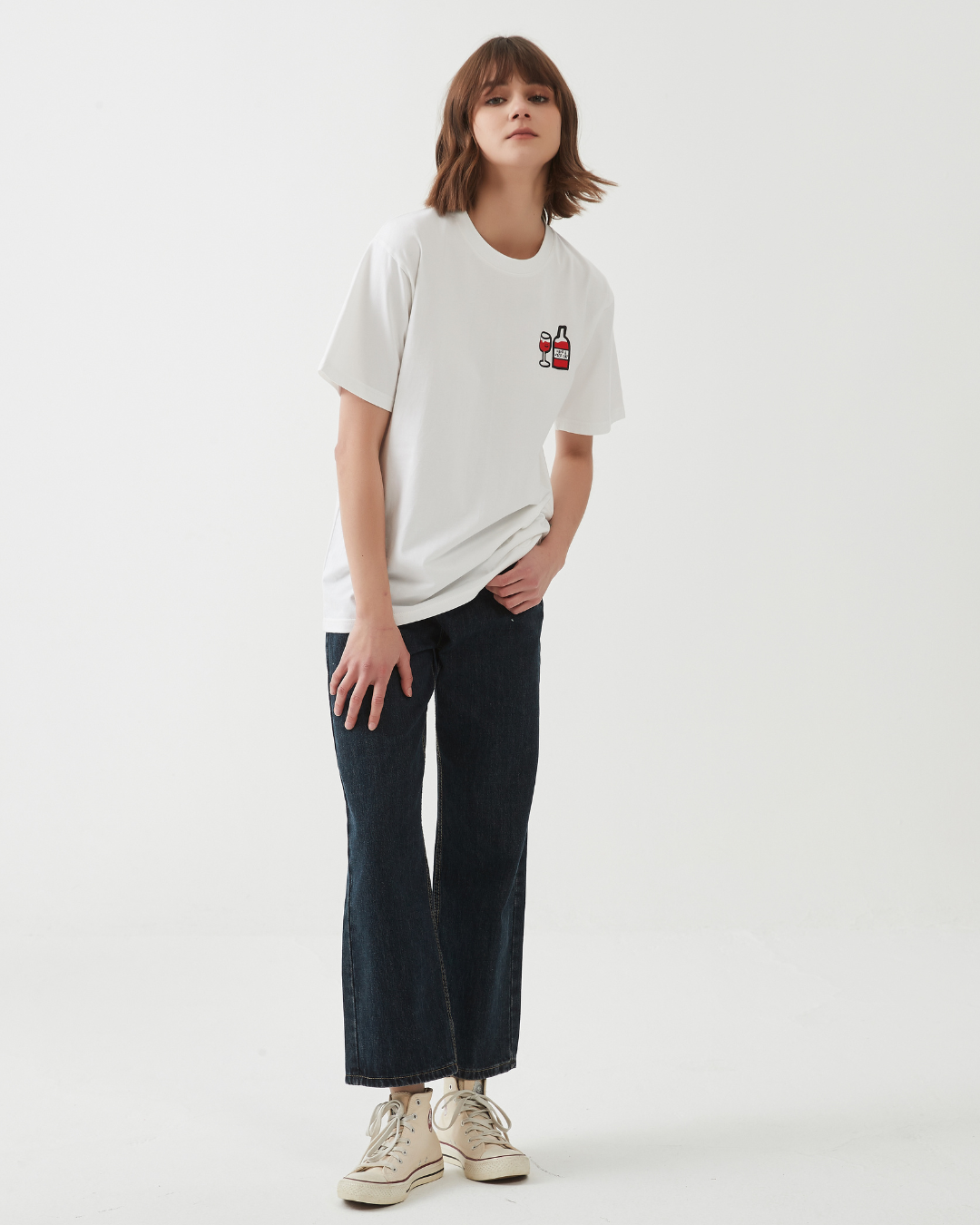 Drink Drank Drunk Oversized Tee In White