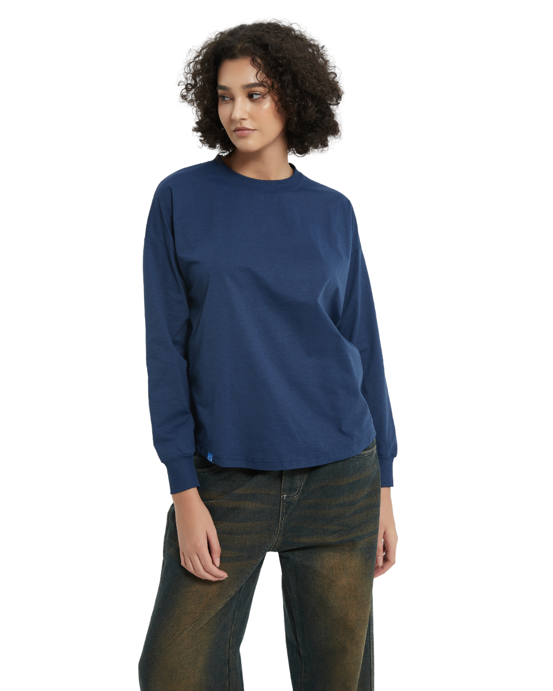 Signature Cooling Long Sleeve Tee in Heather Blue