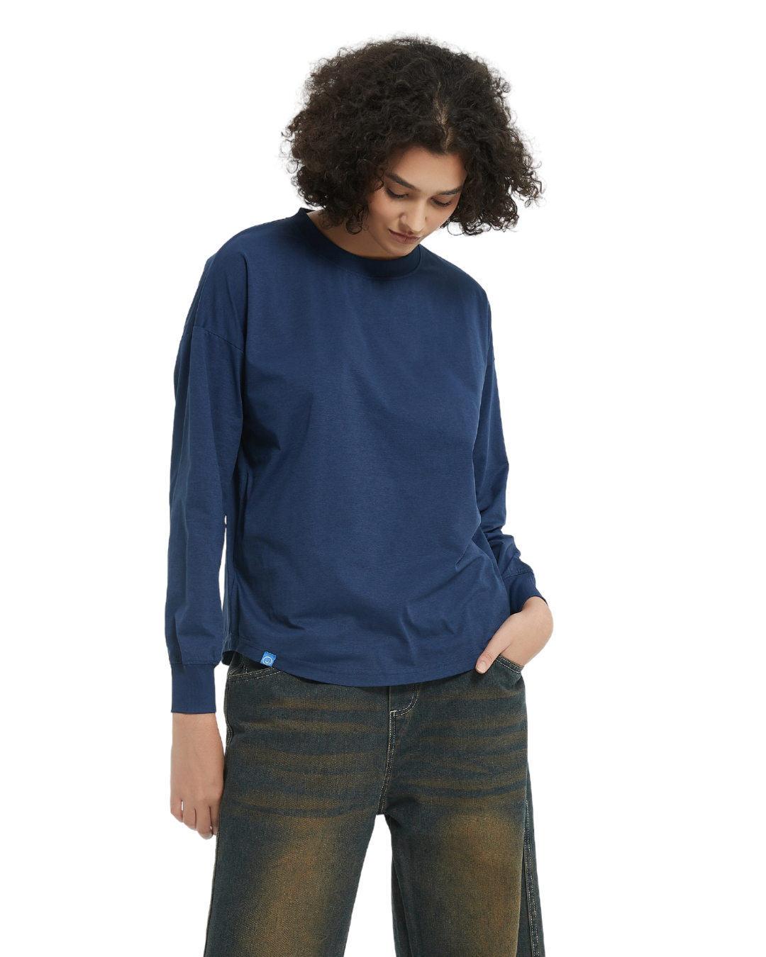 Signature Cooling Long Sleeve Tee in Heather Blue