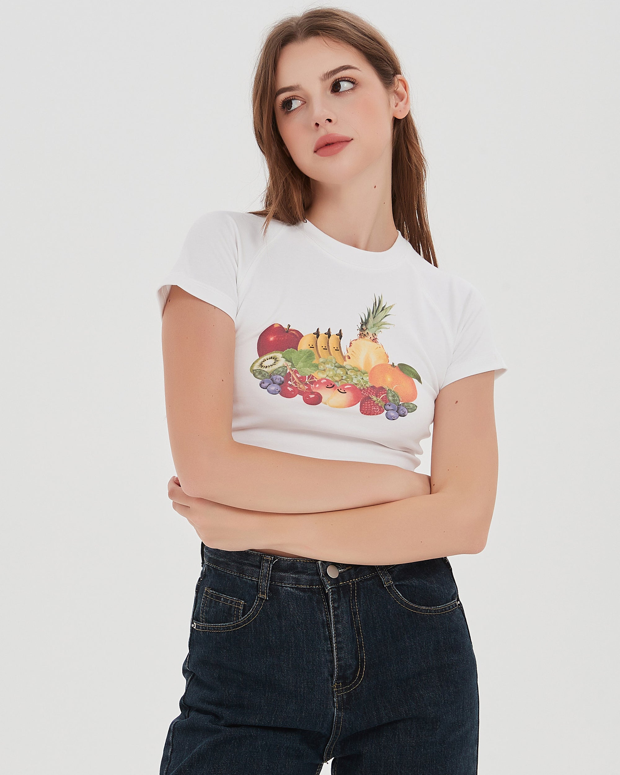 Fruits Baby Tee in White (Women)