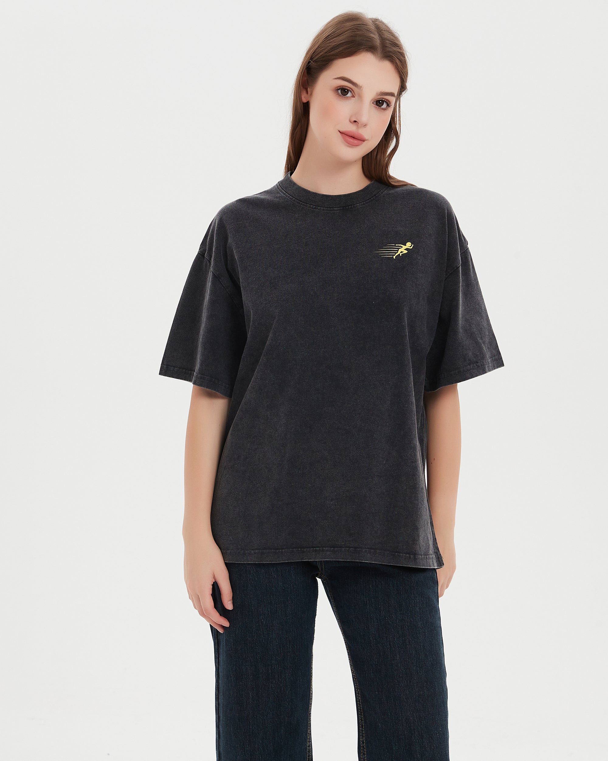 Run Far Away Super Oversized in Acid Wash Black