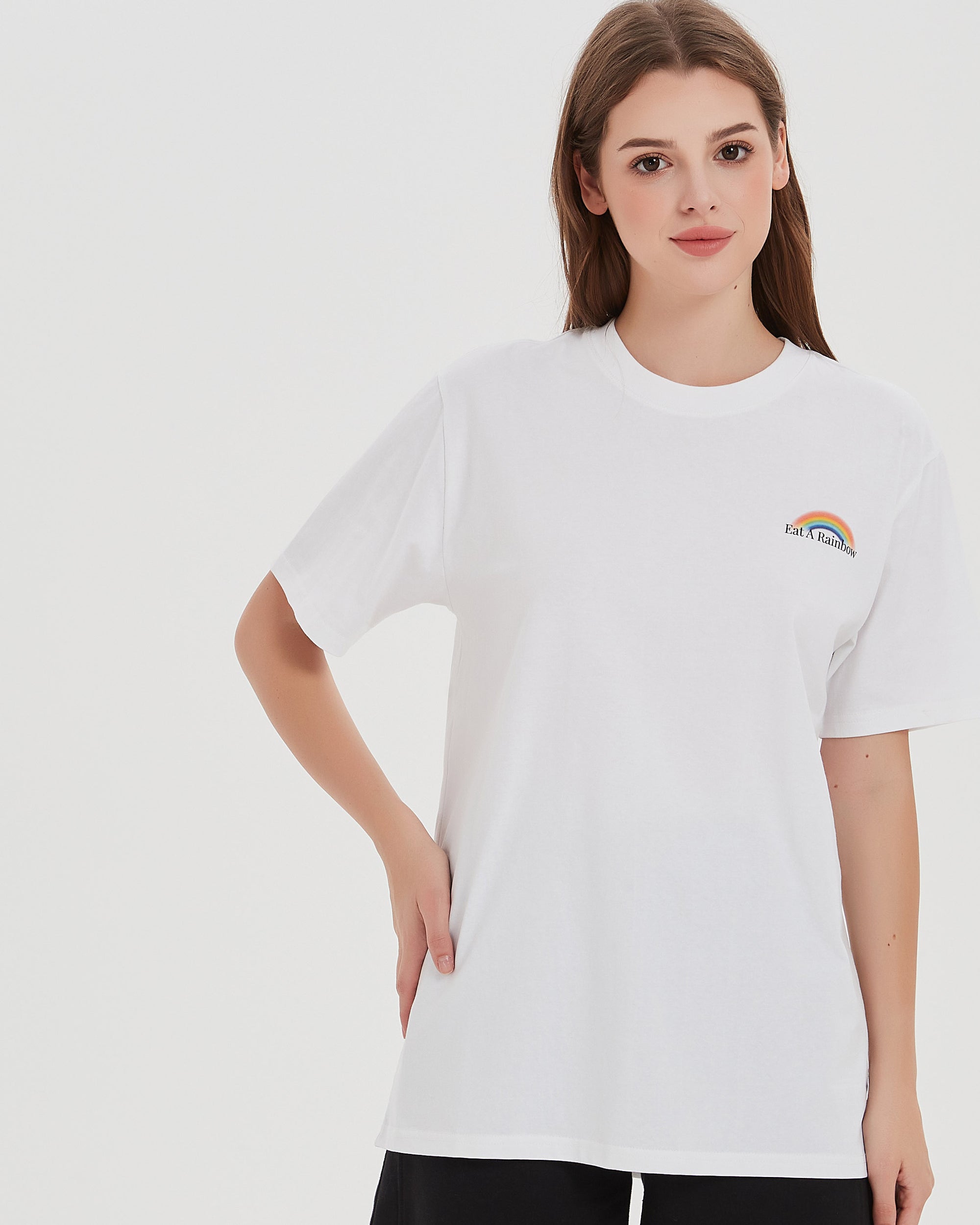 Eat A Rainbow Oversized Tee in White