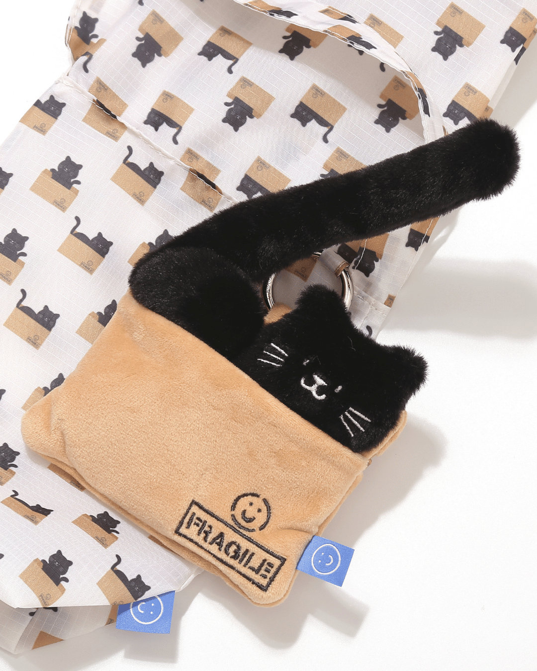 Black Cat in a Box 2in1 Plushie Reusable Bag (Drink Size)