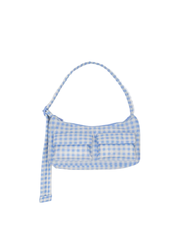 Cargo Shoulder Bag - Light Blue Gingham