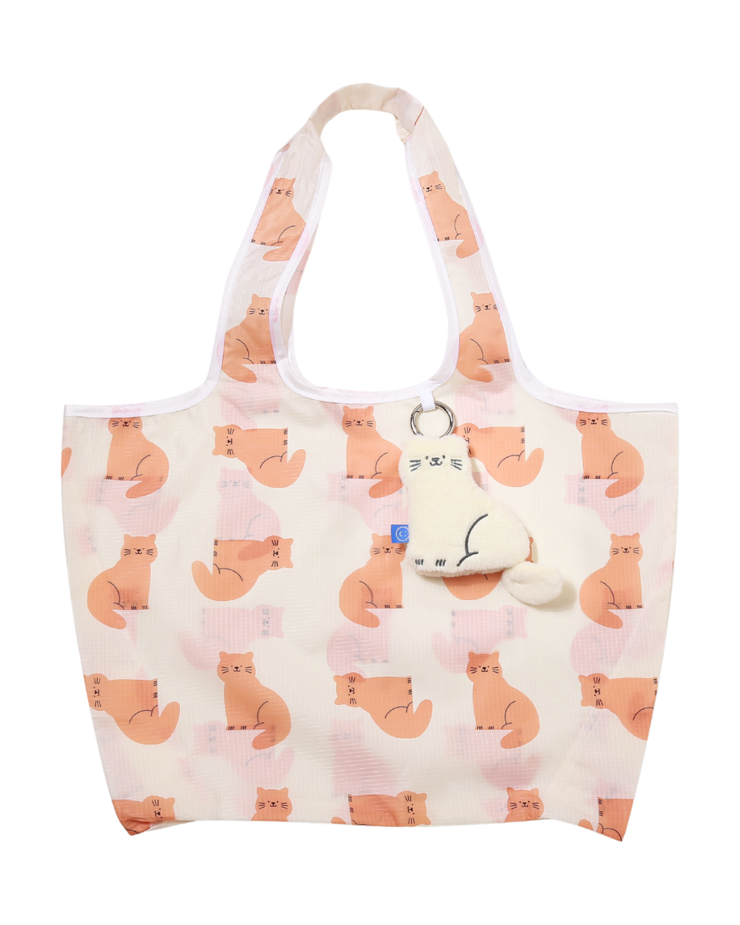Cream Cat Plushie Reusable Nylon Large Bag