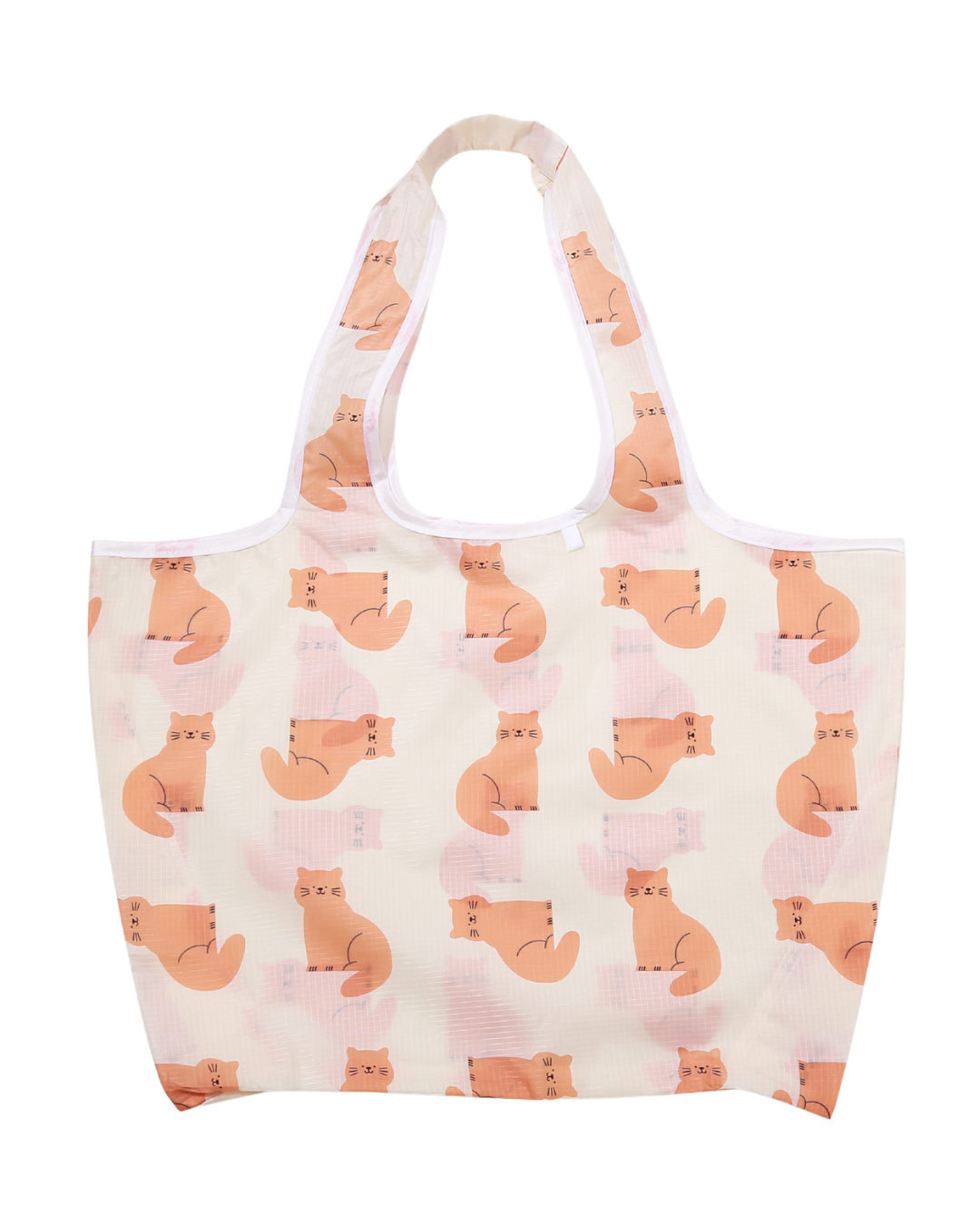 Cream Cat Plushie Reusable Nylon Large Bag