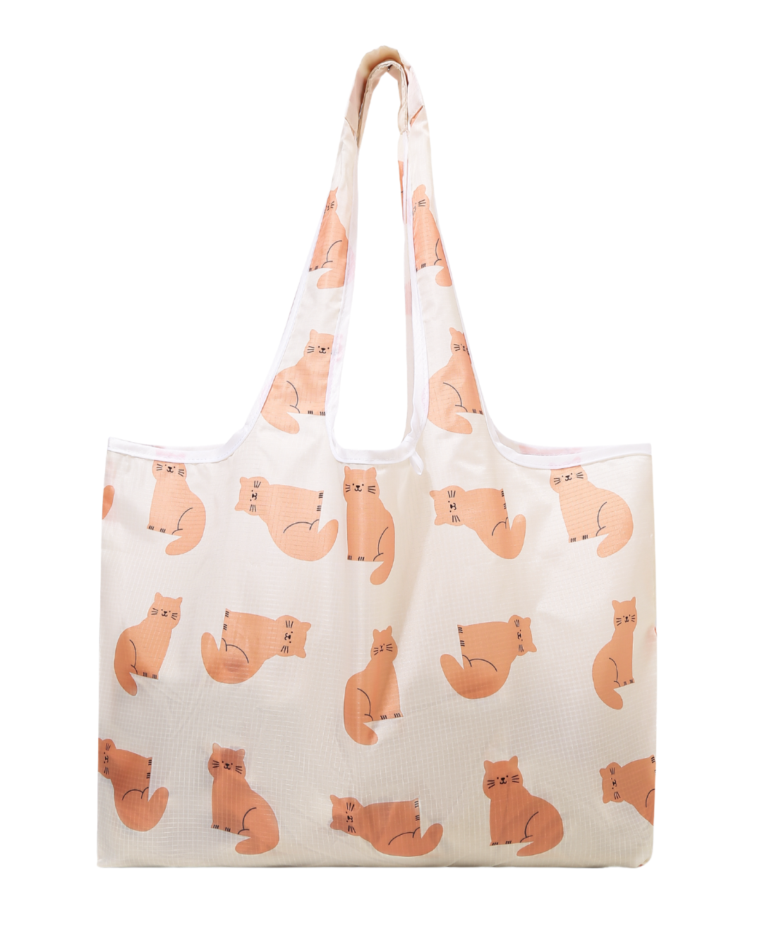 Cream Cat Plushie Reusable Nylon Large Bag