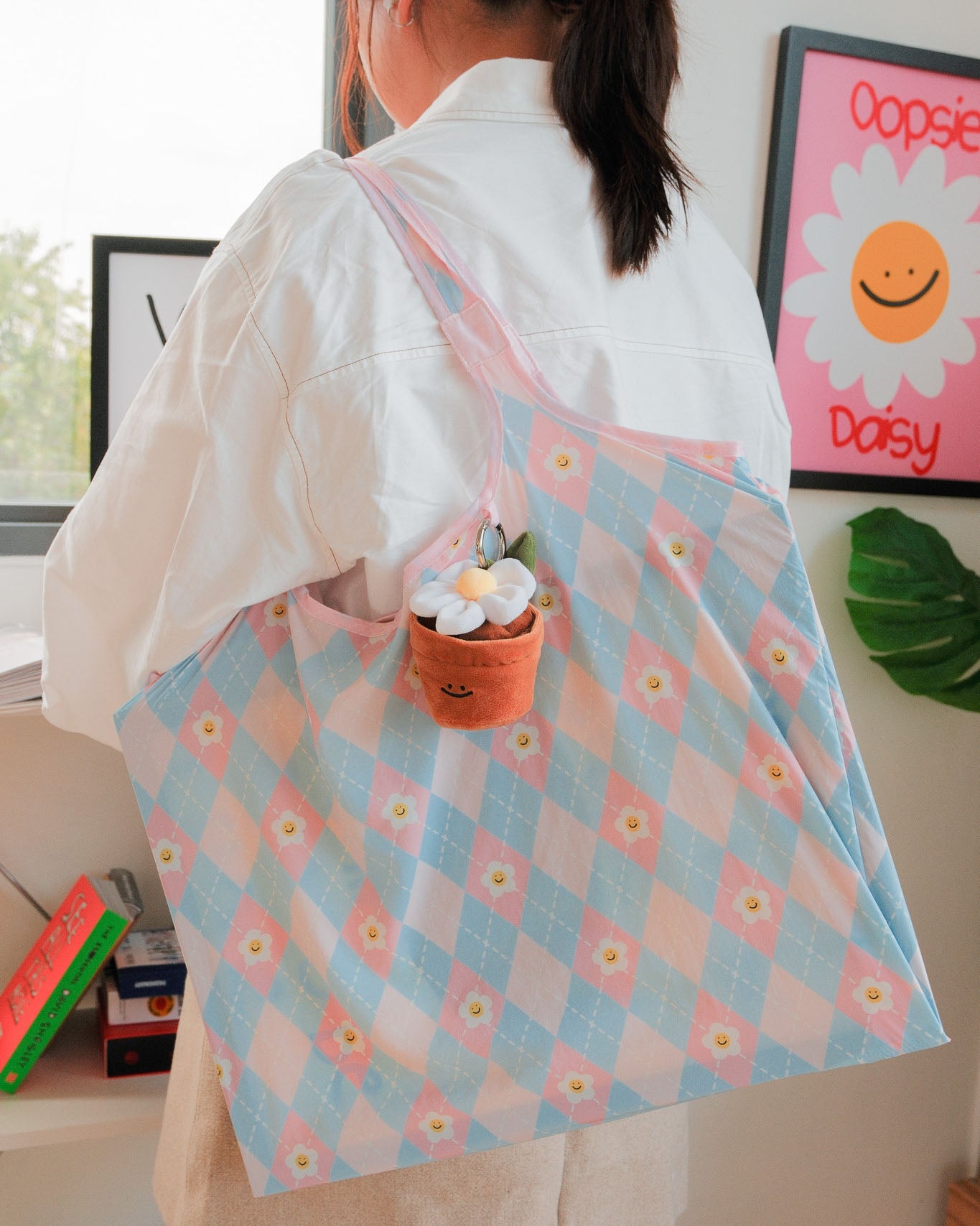 Potted Daisy Plant Plushie Reusable XL Bag