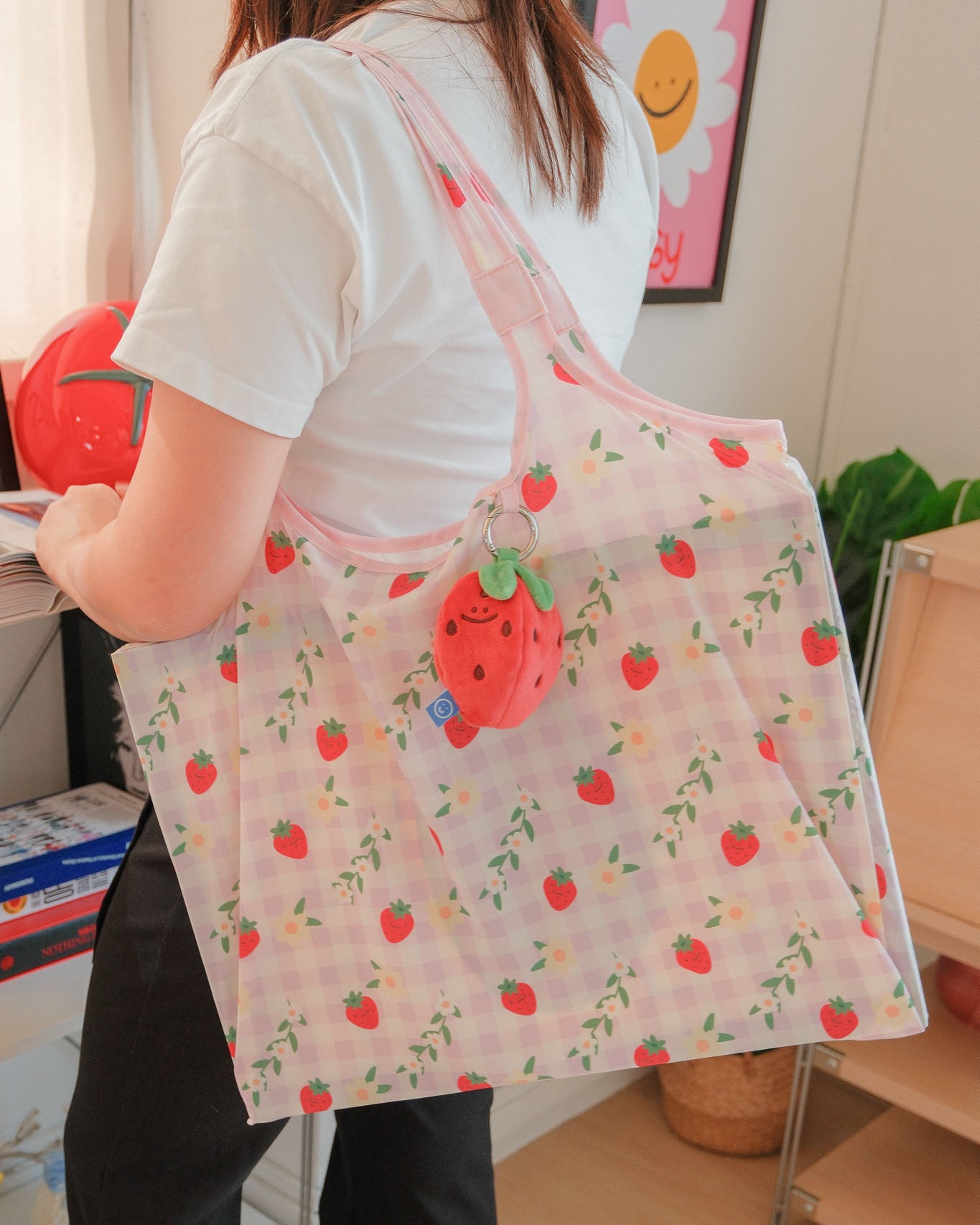 Handsome Strawberry Plushie Reusable XL Bag