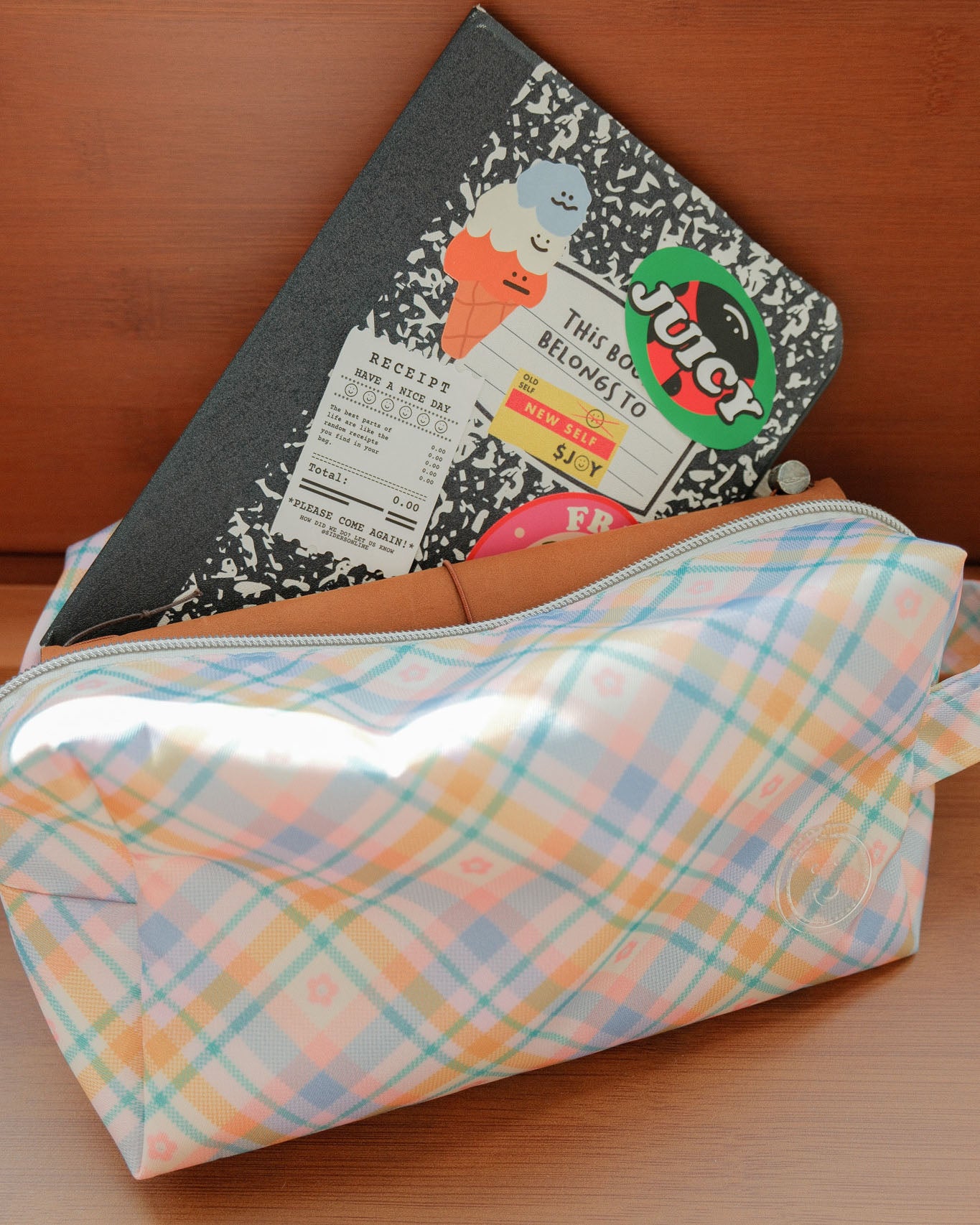 Daisy Plaid Big Pouch
