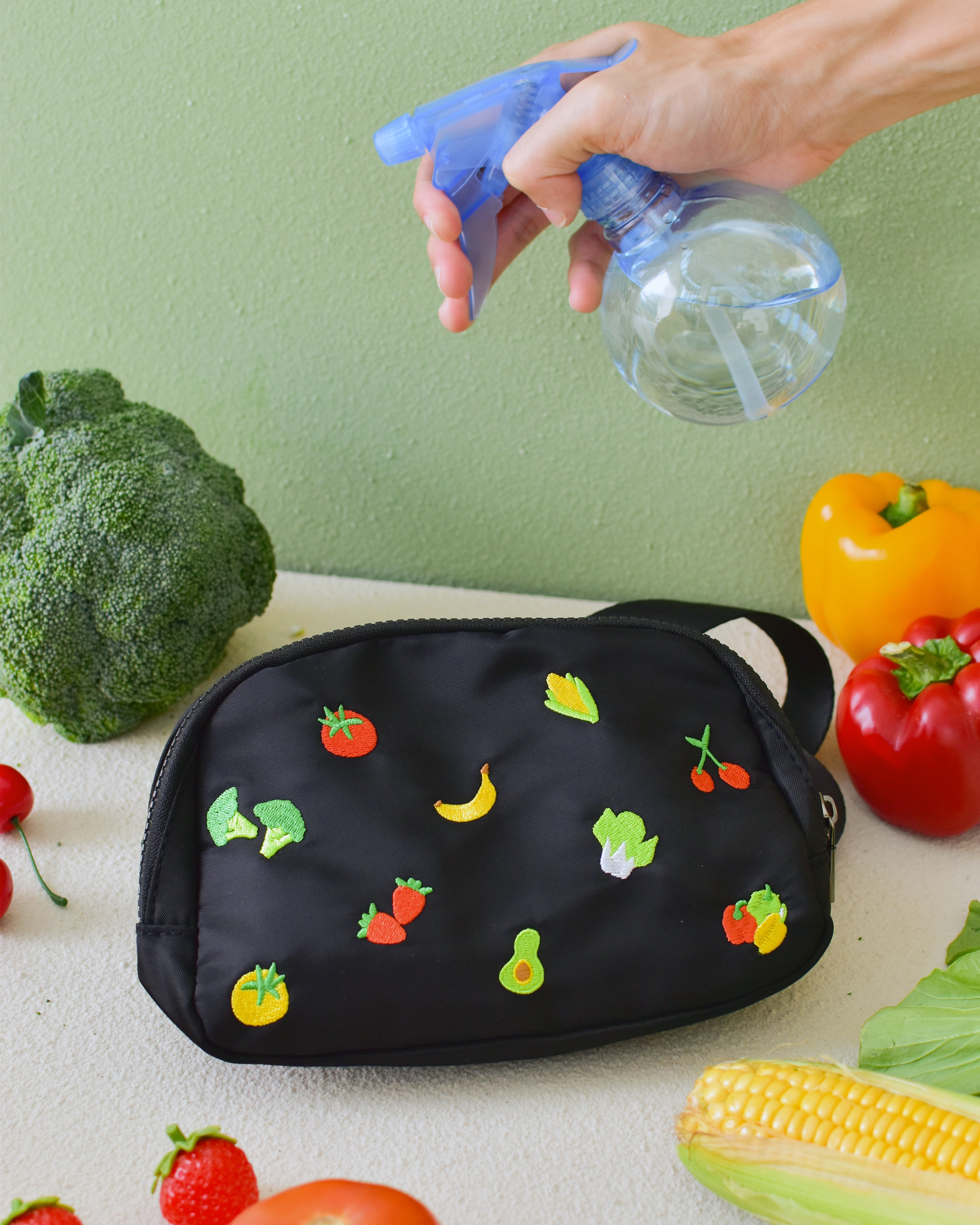 Fruits Vegs Embroidered Waist/Sling Bag