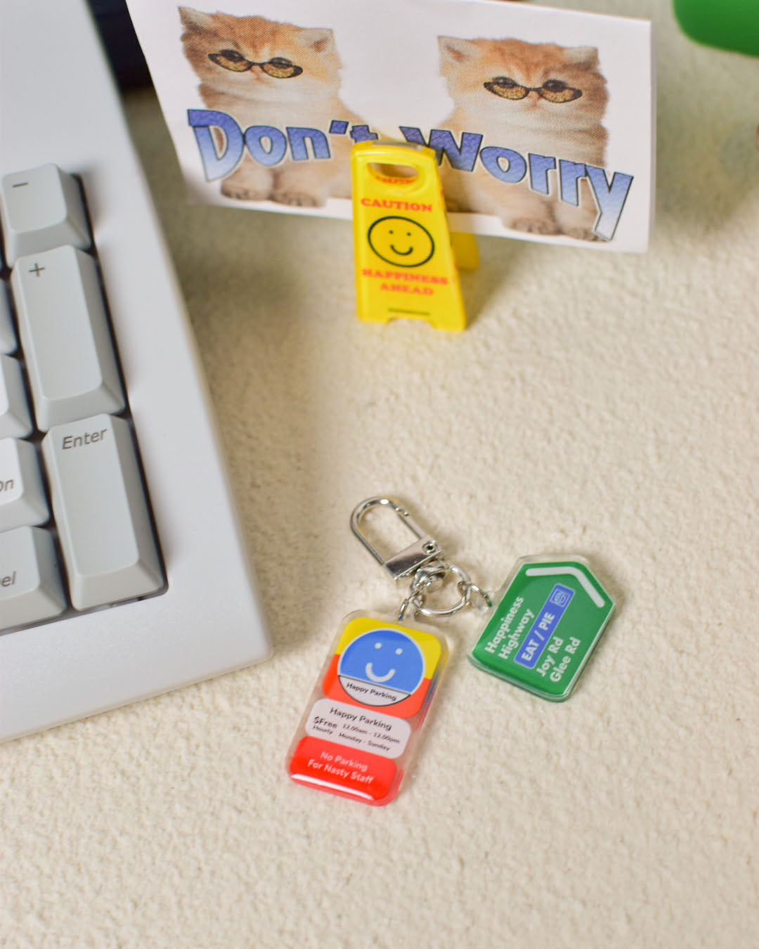 Happy Parking Sign Keychain